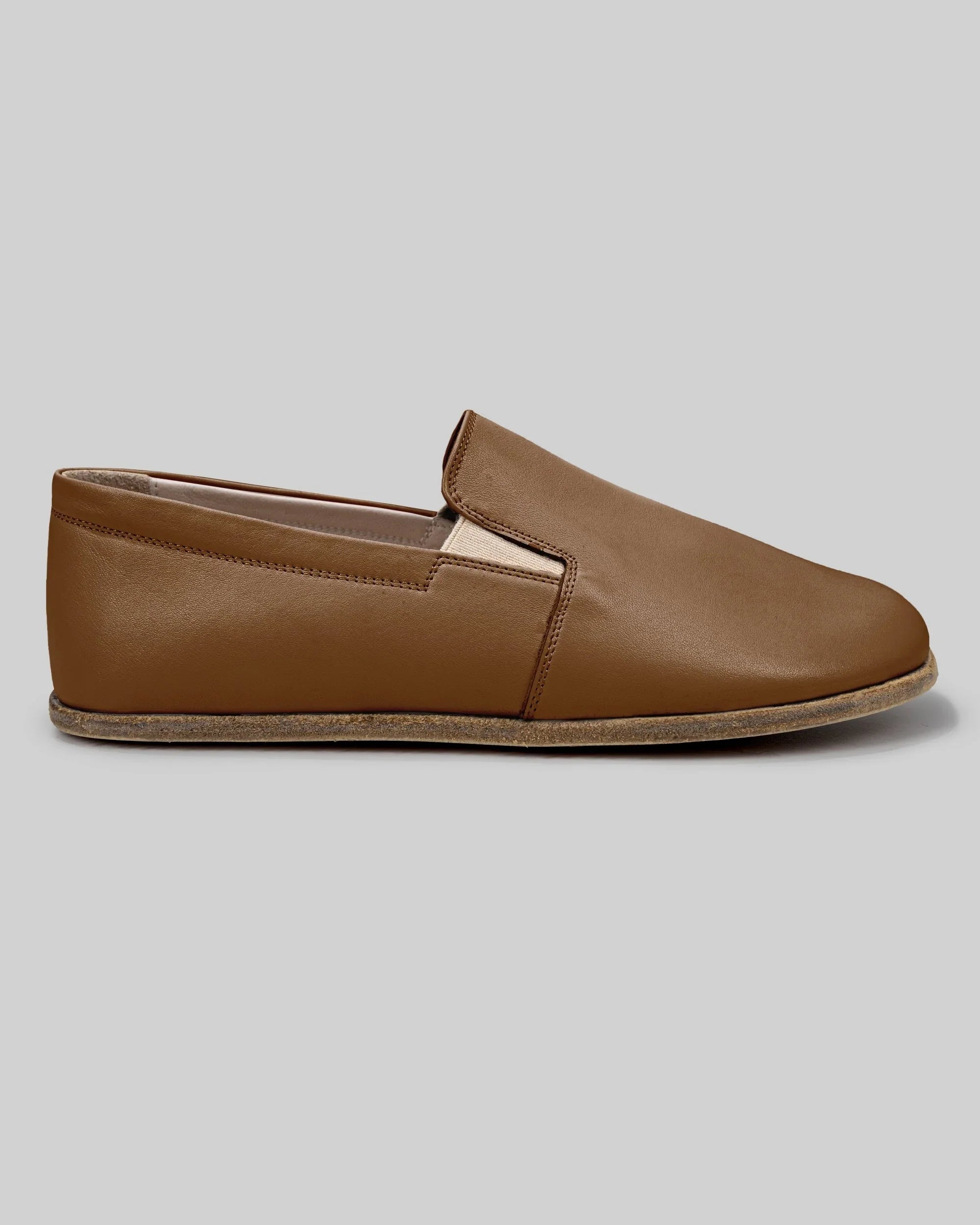 Side view Dark Tan Barefoot Shoes - Calf Leather Zero Drop | Bespoky