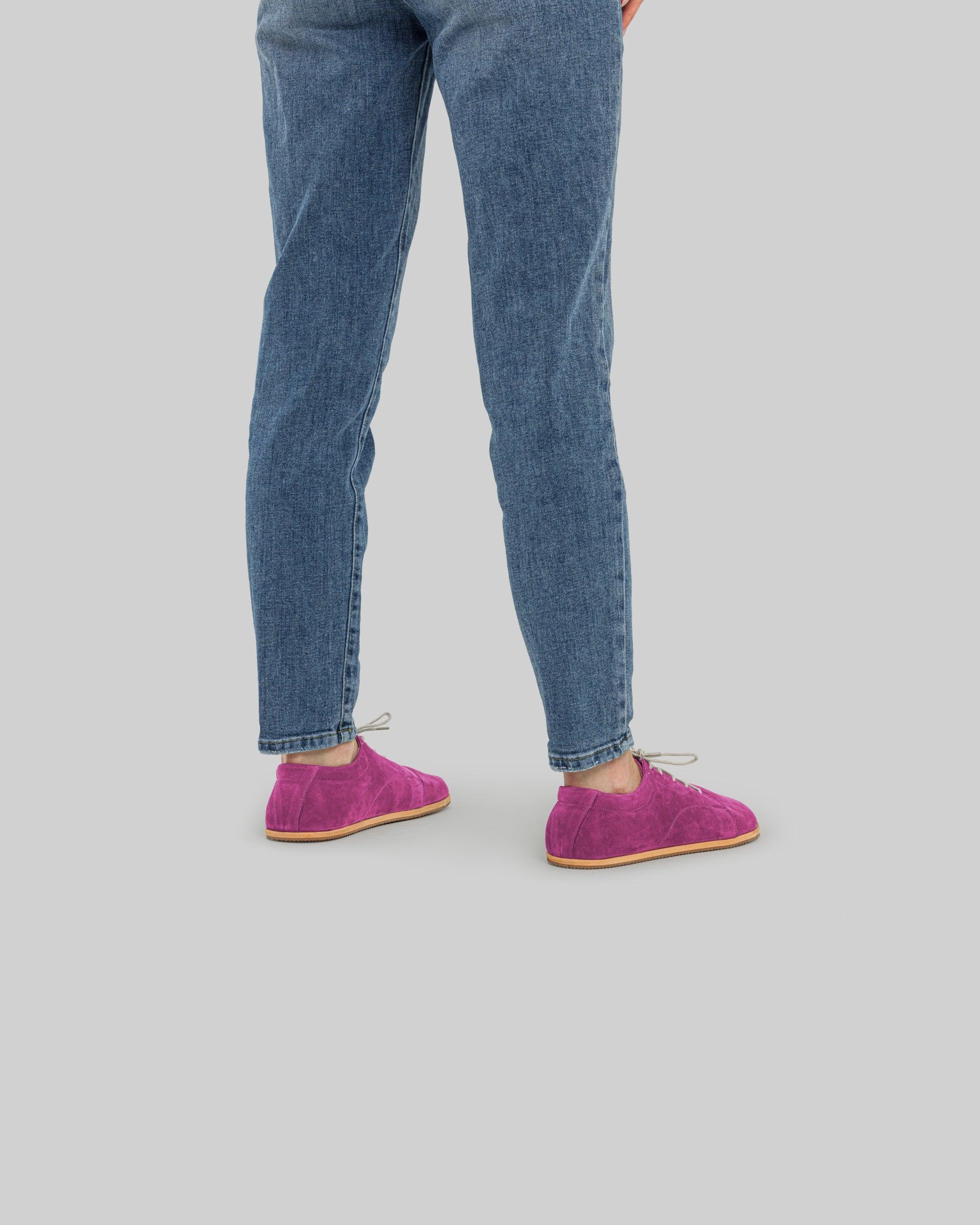 Pair Pink Barefoot Sneaker - Barefoot Wide Toe Calf Leather | Bespoky