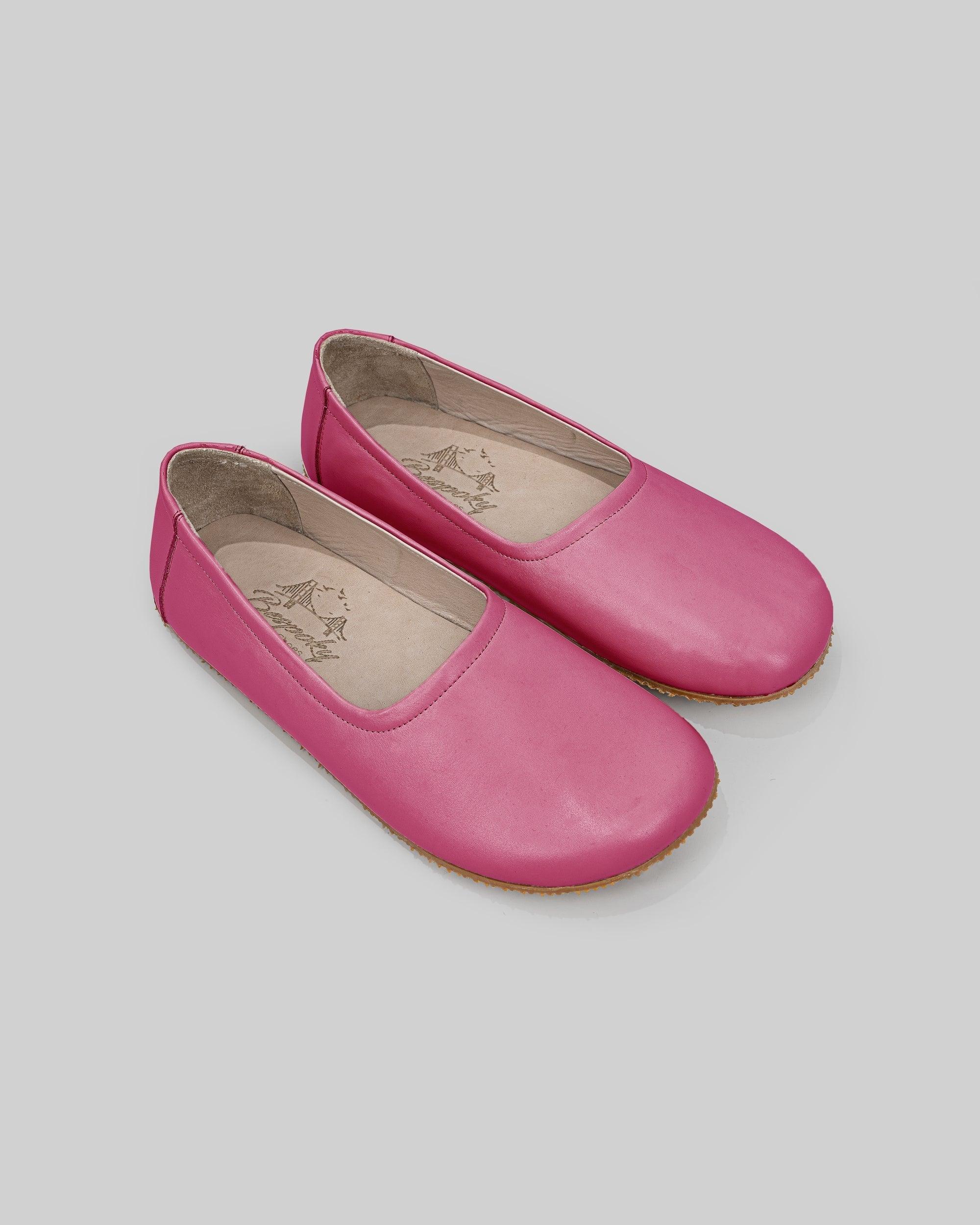 Women's Fuchsia Ballet Flats - Handcrafted Calf Leather Wide Toe Box | Bespoky