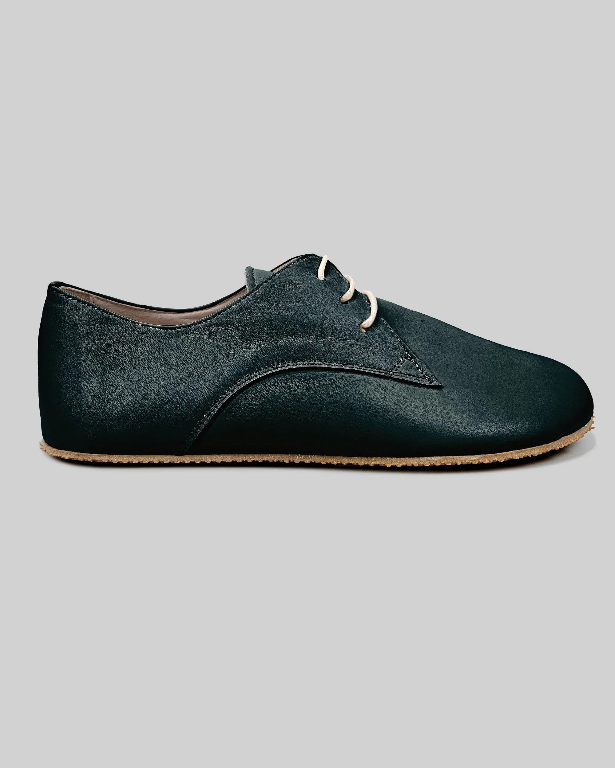 Side view Dark Green Oxford Shoes - Calf Leather Zero Drop | Bespoky