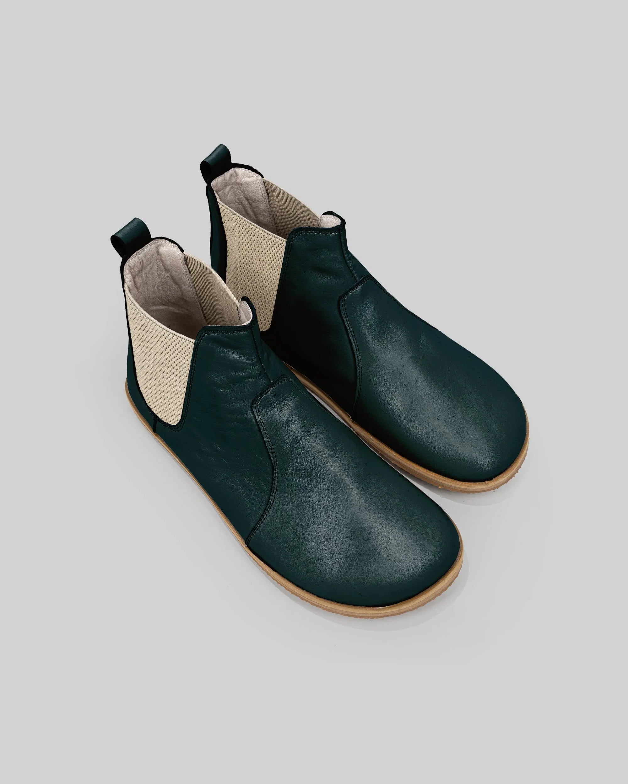 Men's Dark Green Chelsea Boots - Handcrafted Calf Leather Wide Toe Box | Bespoky