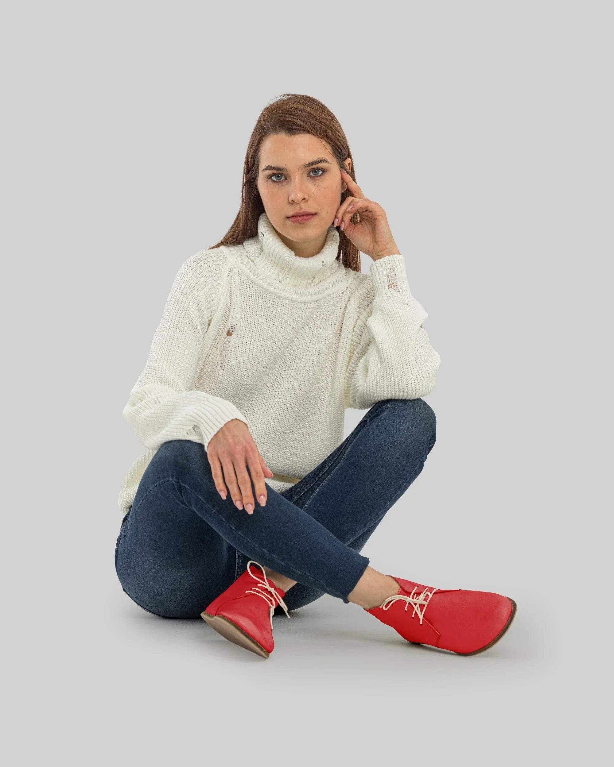 Sole detail Red Ankle Boots - Zero Drop Calf Leather | Bespoky
