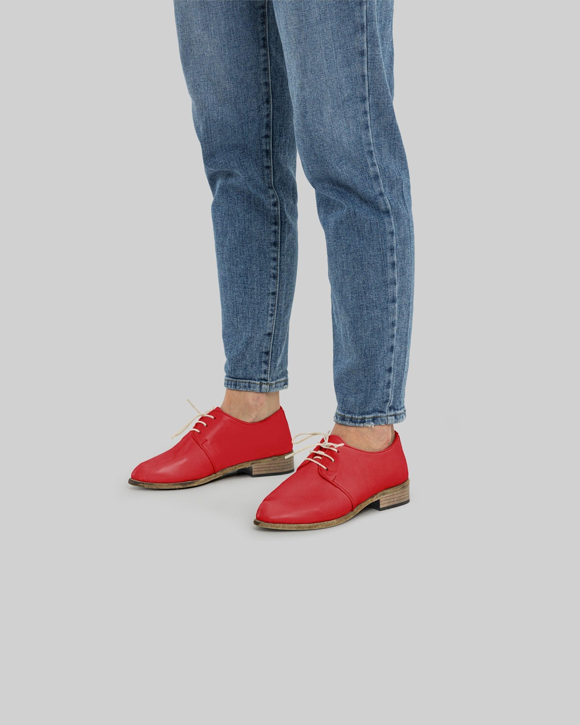 Top view Red Pointed Toe Oxford - Handcrafted Calf Leather | Bespoky