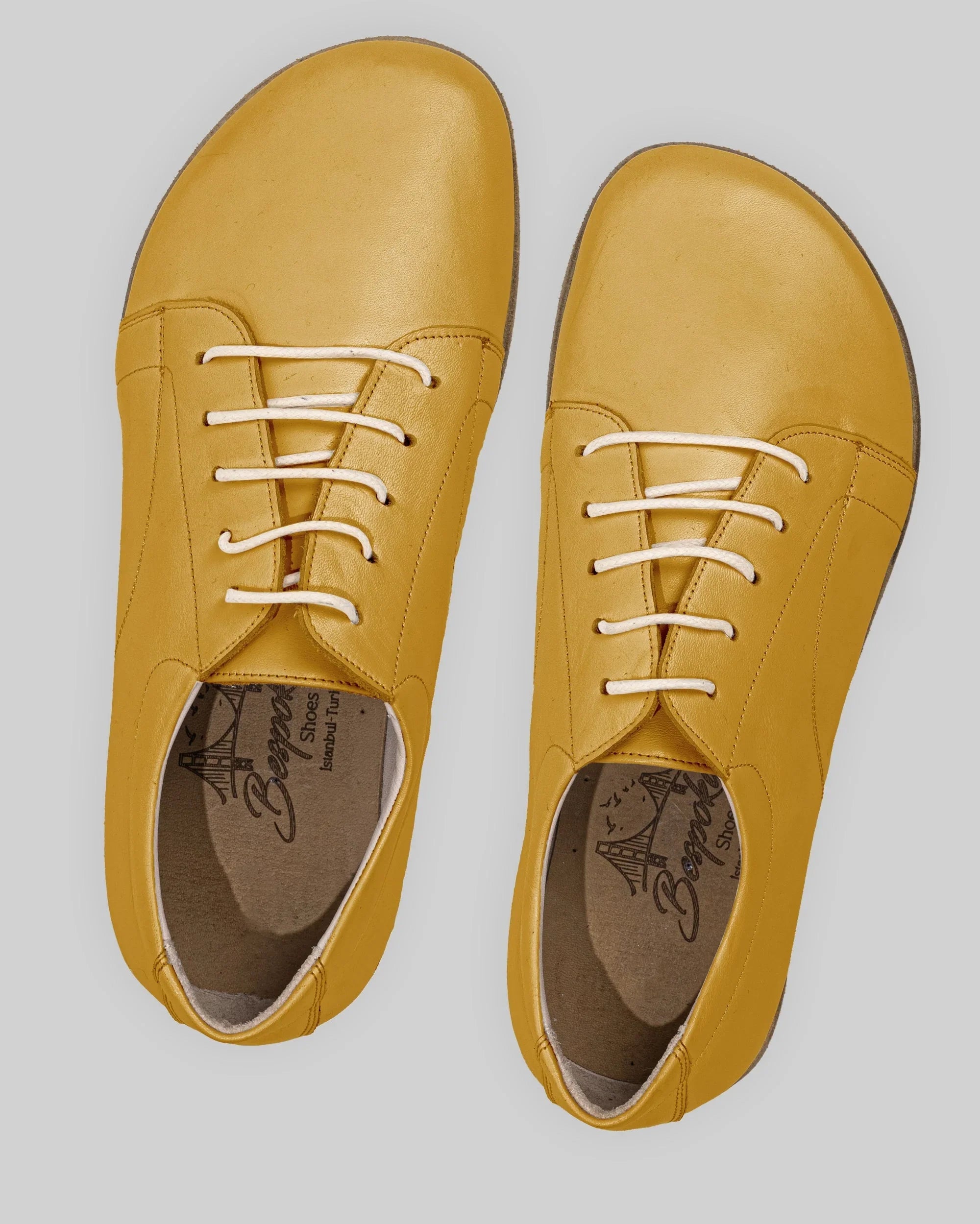 Side view Mustard Barefoot Sneaker - Calf Leather Zero Drop | Bespoky