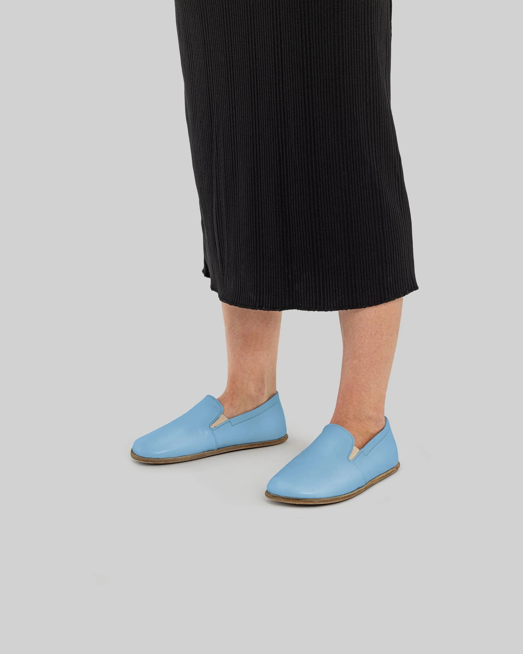 Top view Baby Blue Barefoot Shoes - Handcrafted Calf Leather | Bespoky