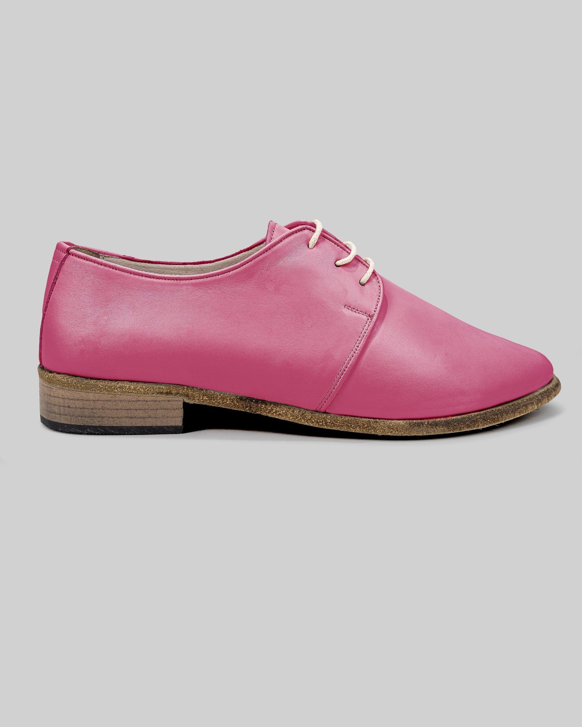 Side view Fuchsia Pointed Toe Oxford - Calf Leather Zero Drop | Bespoky