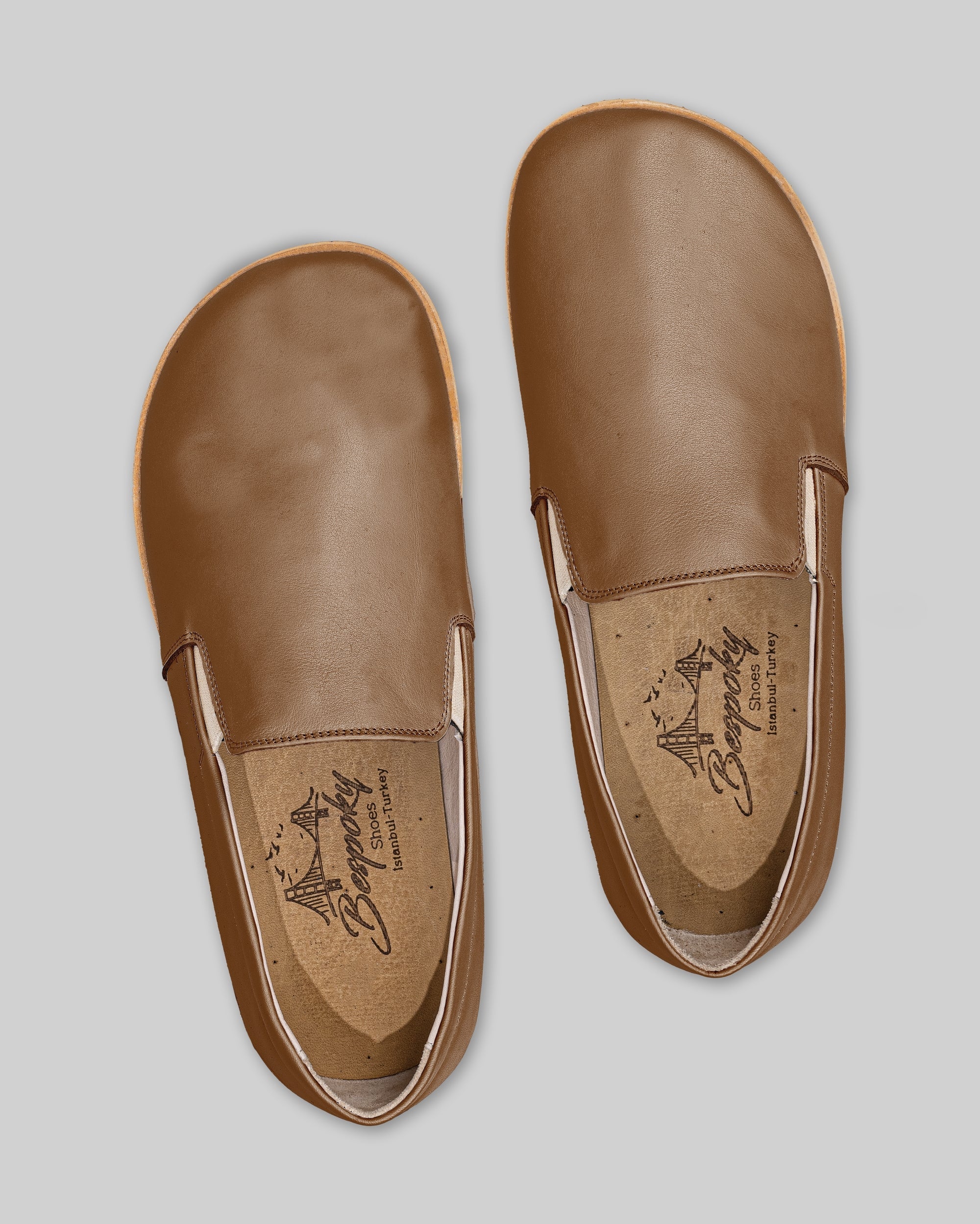 Side view Dark Tan Barefoot Shoes - Calf Leather Zero Drop | Bespoky