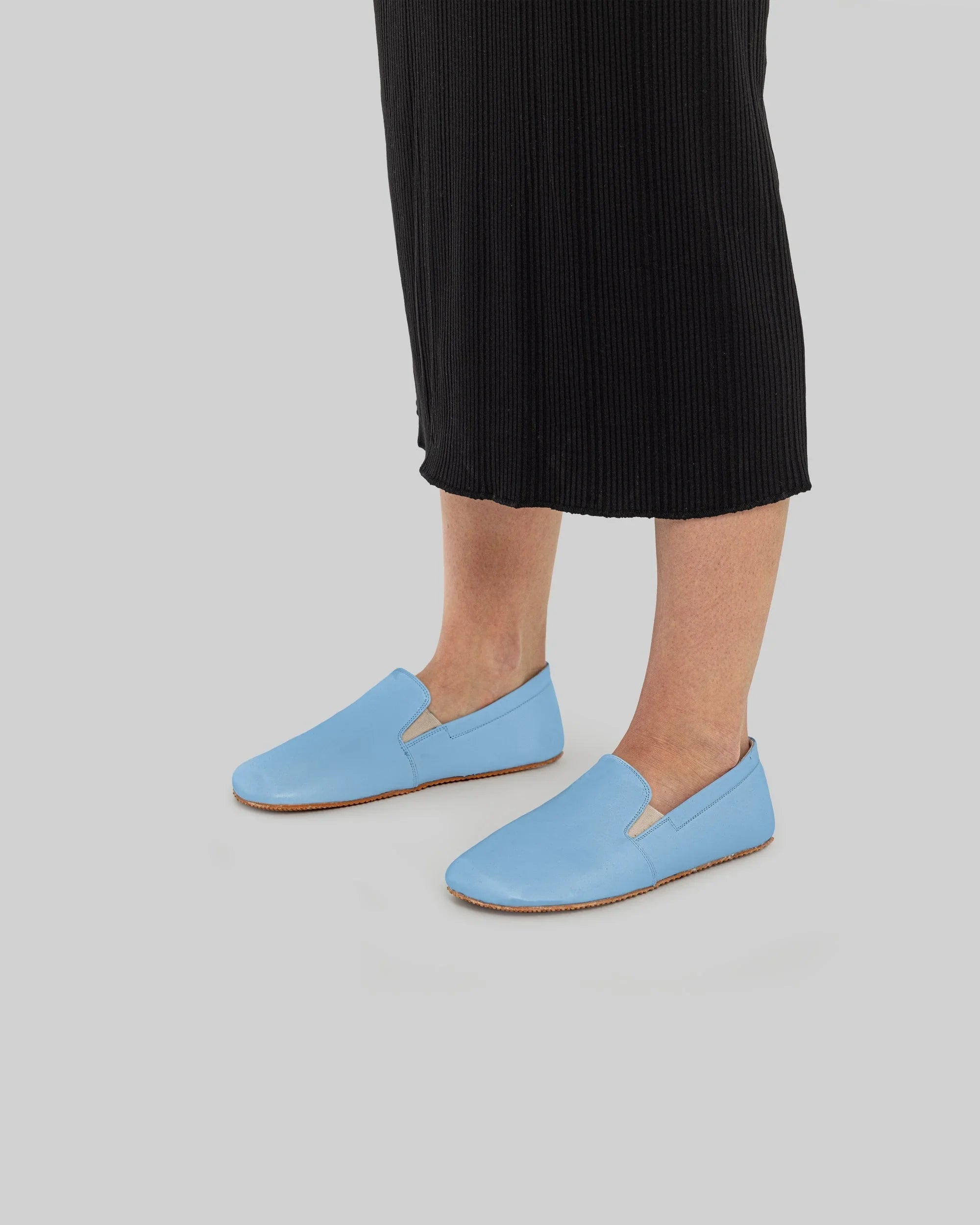 Detail Baby Blue Barefoot Shoes - Handcrafted Calf Leather Turkey | Bespoky