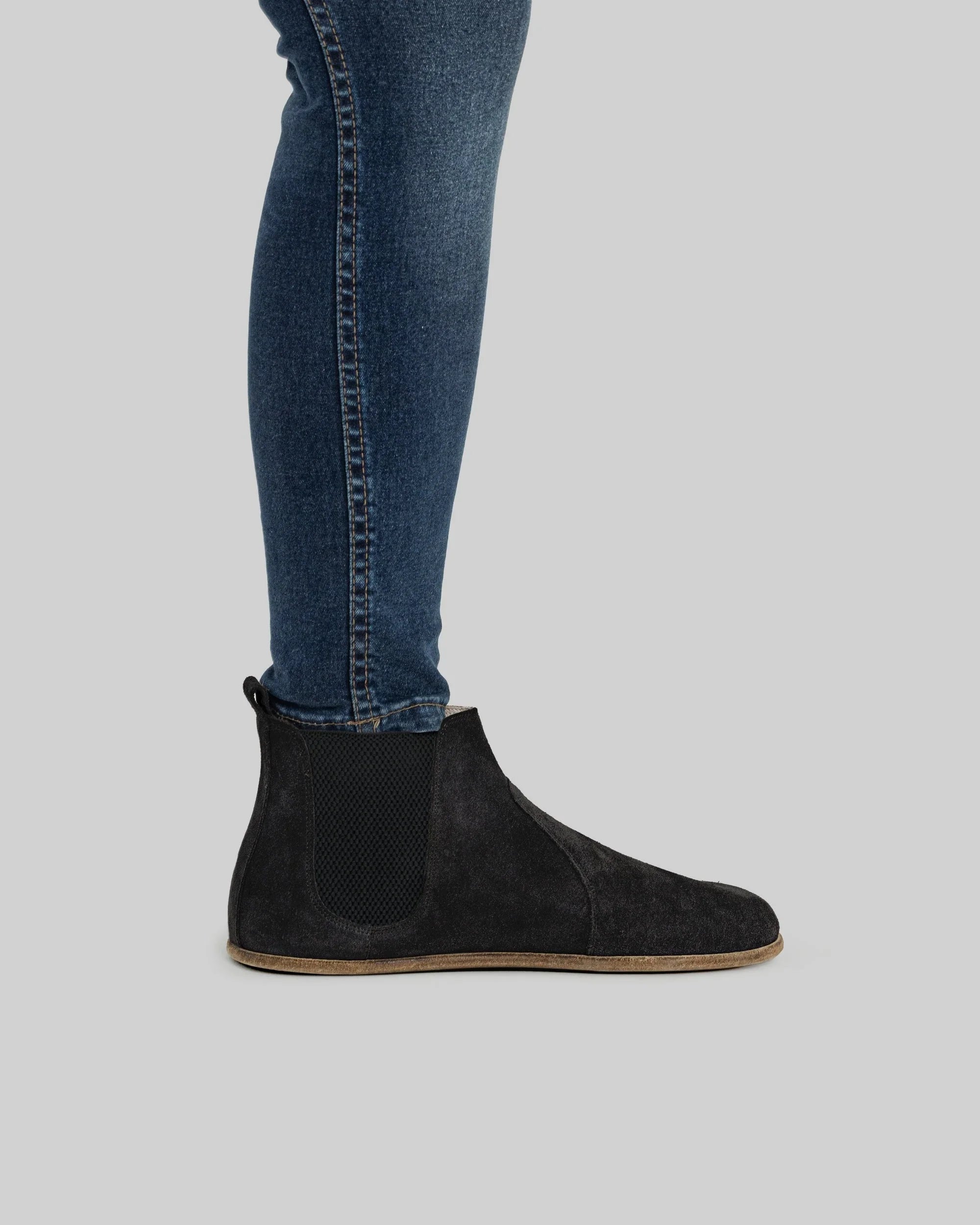 Back view Black Suede Chelsea Boots - Calf Leather Handcrafted | Bespoky