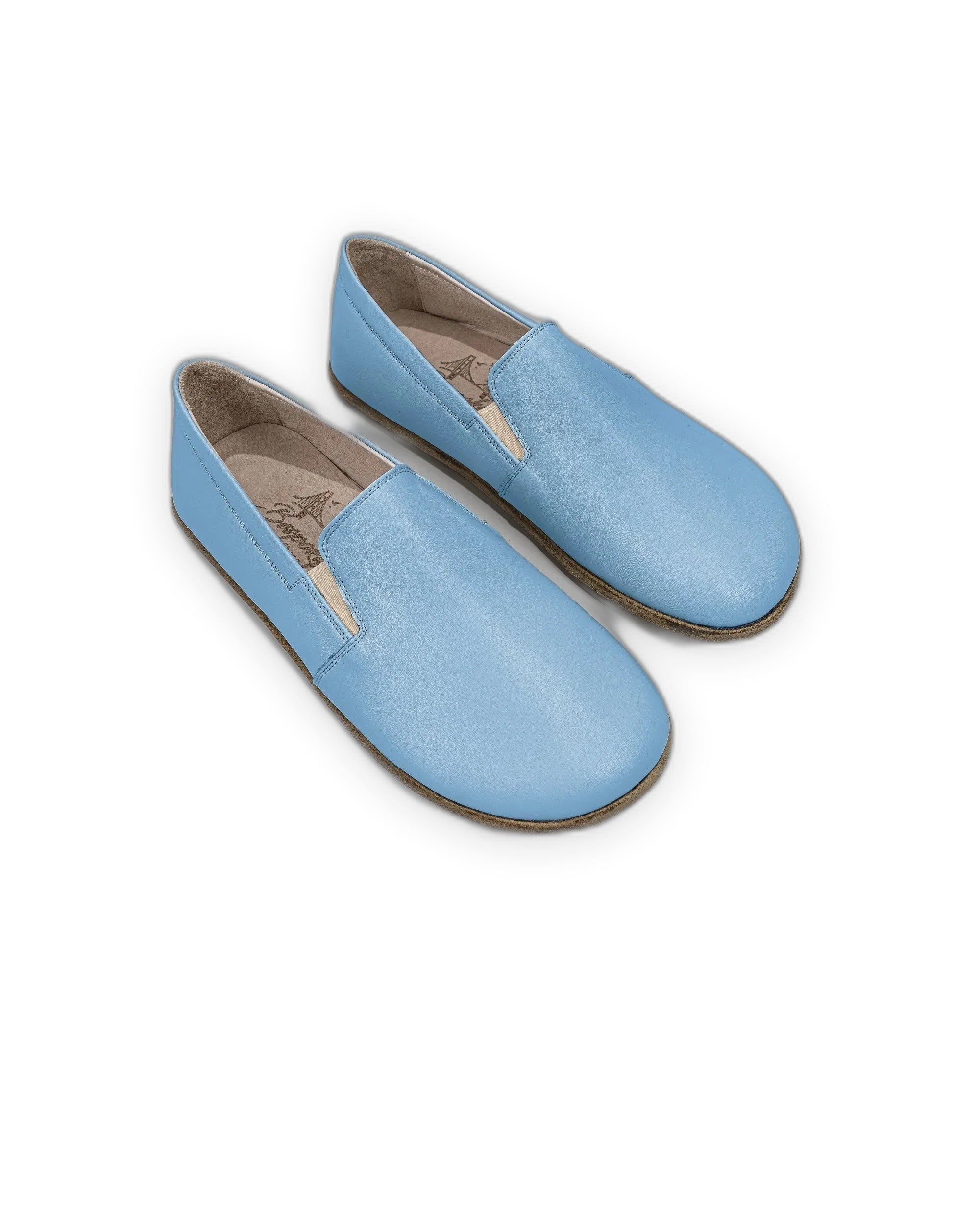 Men's Baby Blue Barefoot Shoes - Handcrafted Calf Leather Wide Toe Box | Bespoky