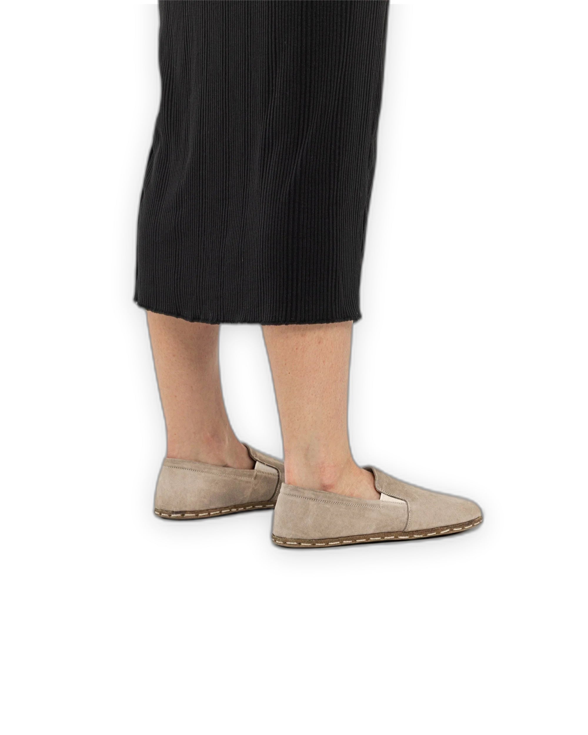 Detail Beige Nubuck Barefoot Shoes - Handcrafted Calf Leather Turkey | Bespoky