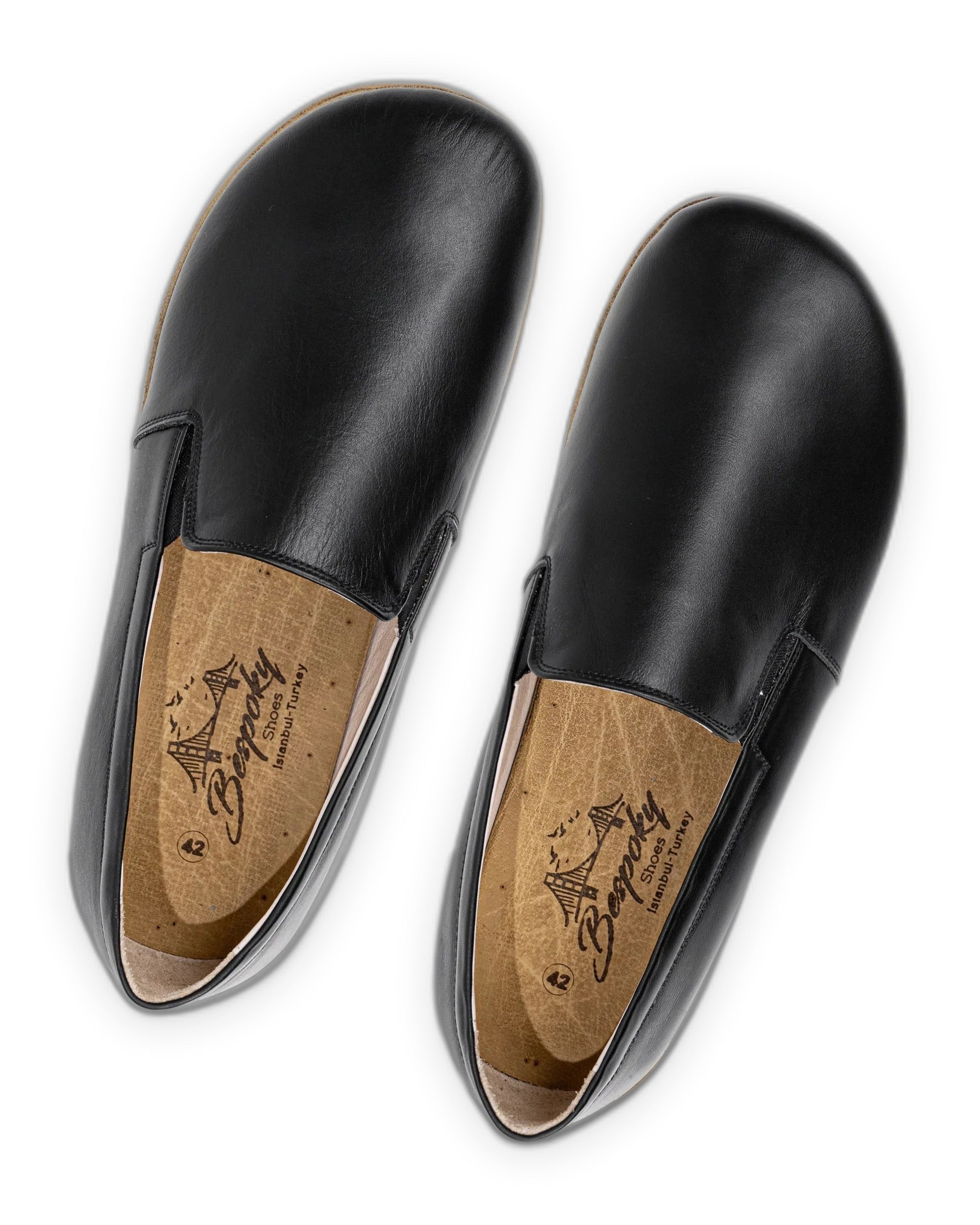 Pair Black Barefoot Shoes - Barefoot Wide Toe Calf Leather | Bespoky