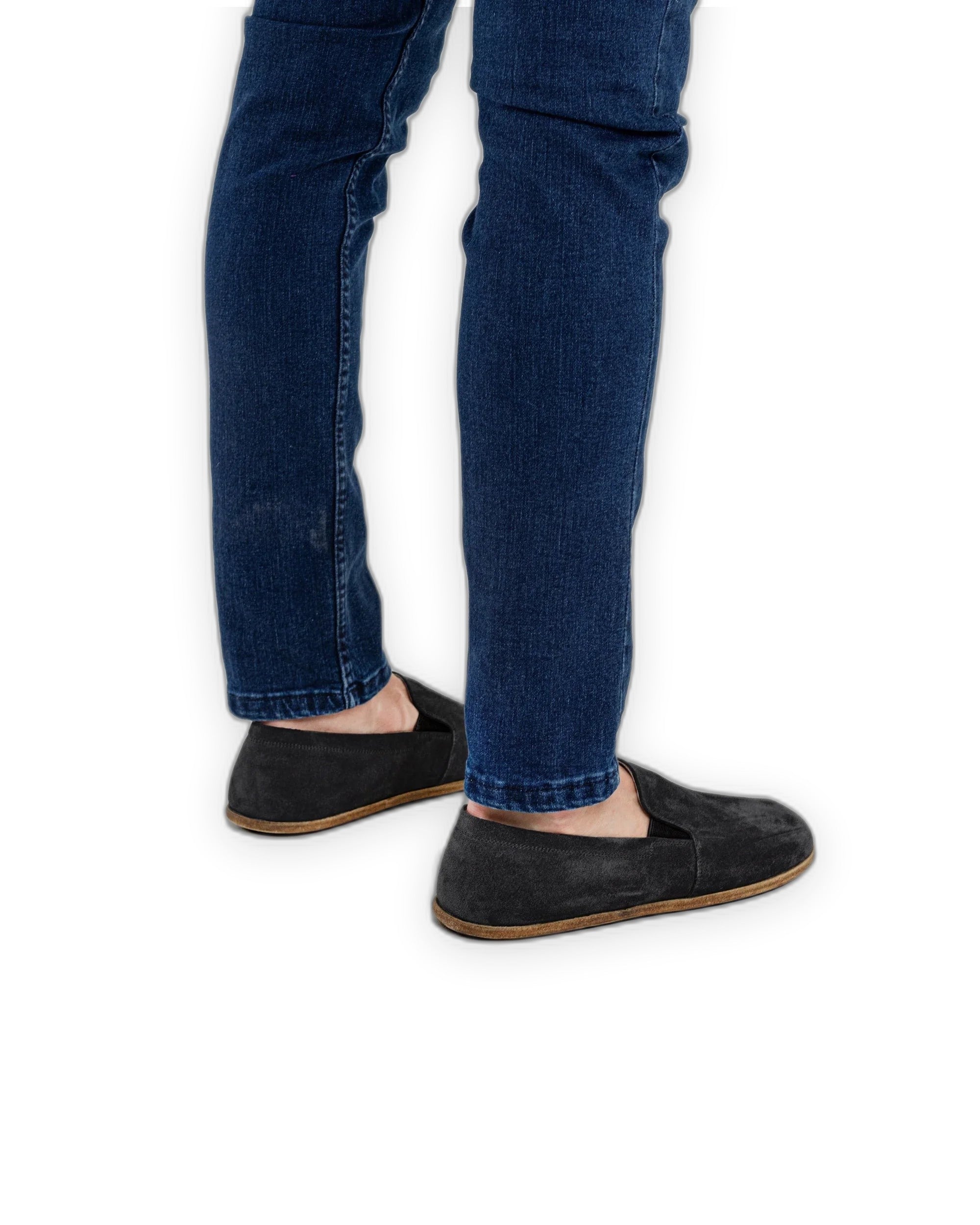 Top view Black Suede Barefoot Shoes - Handcrafted Calf Leather | Bespoky