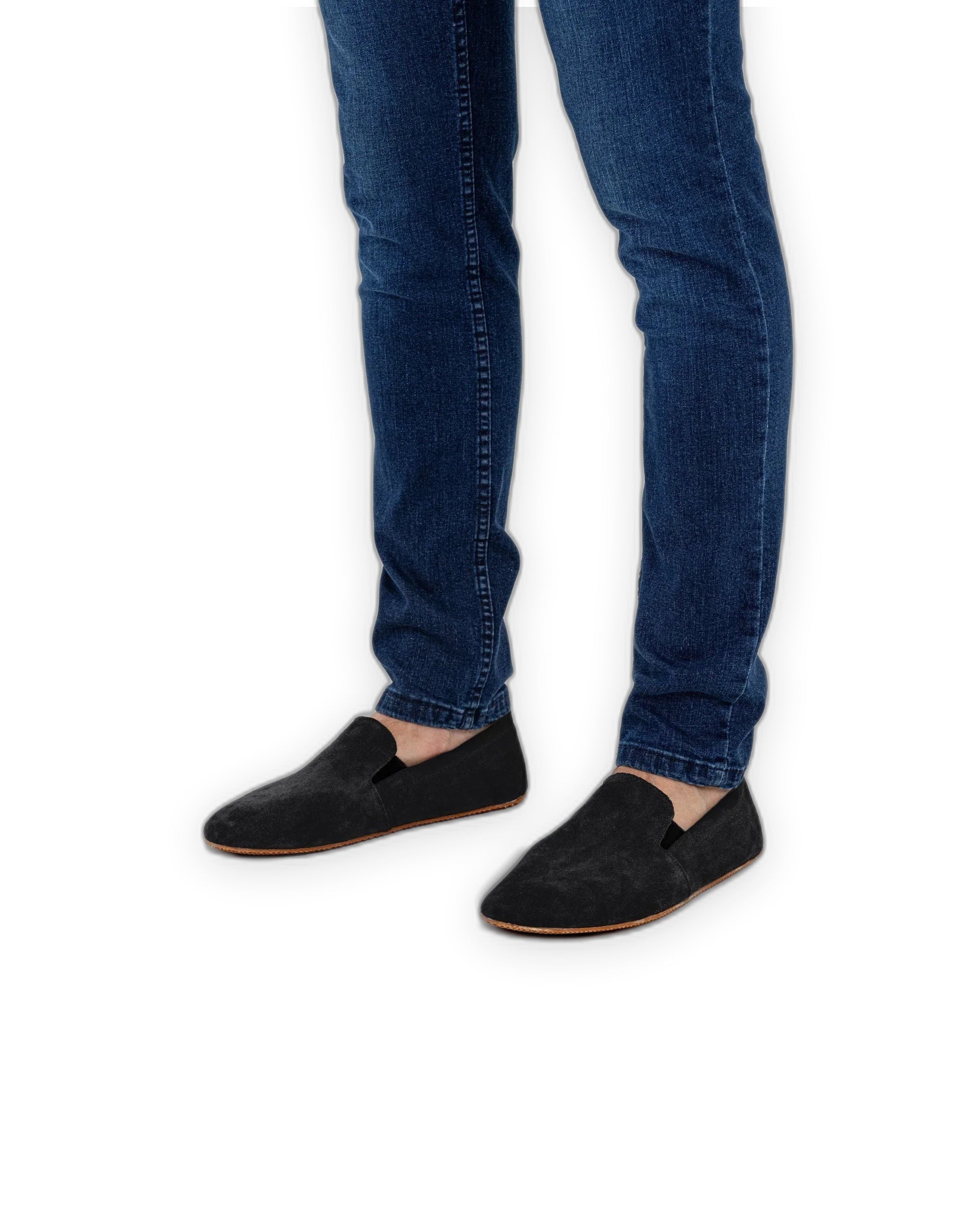 Top view Black Suede Barefoot Shoes - Handcrafted Calf Leather | Bespoky