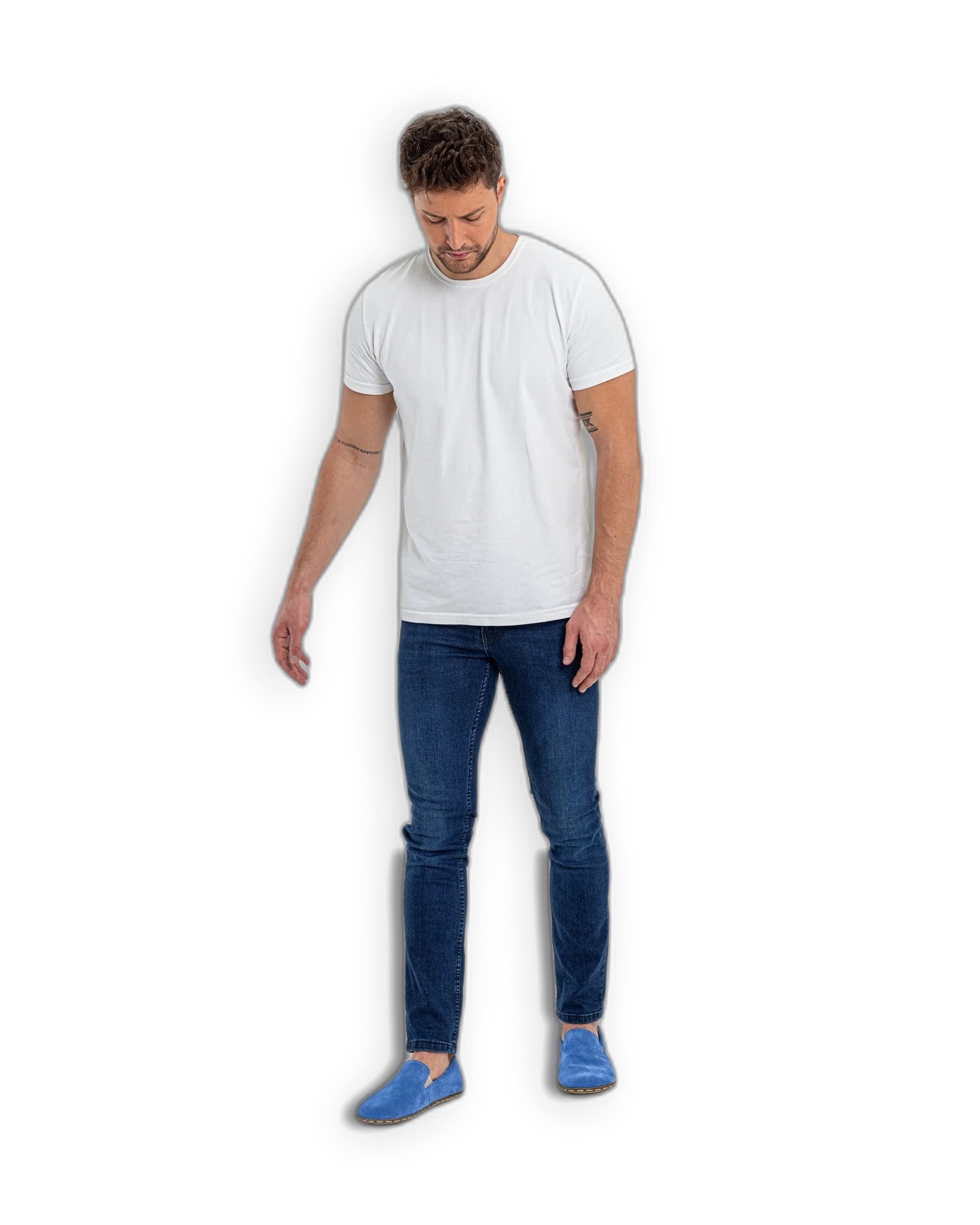 Pair Blue Suede Barefoot Shoes - Barefoot Wide Toe Calf Leather | Bespoky