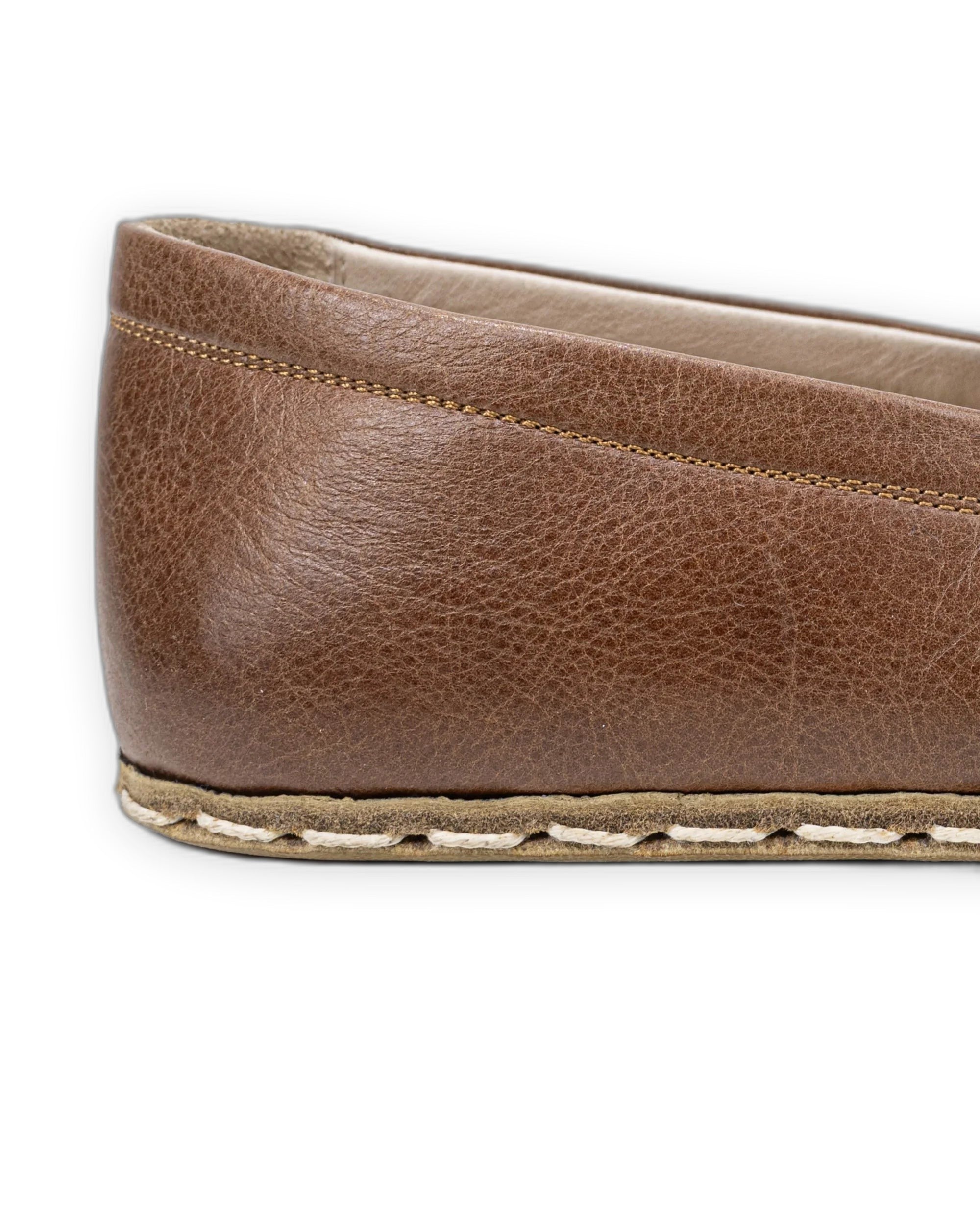 Detail Brown Barefoot Shoes - Handcrafted Calf Leather Turkey | Bespoky