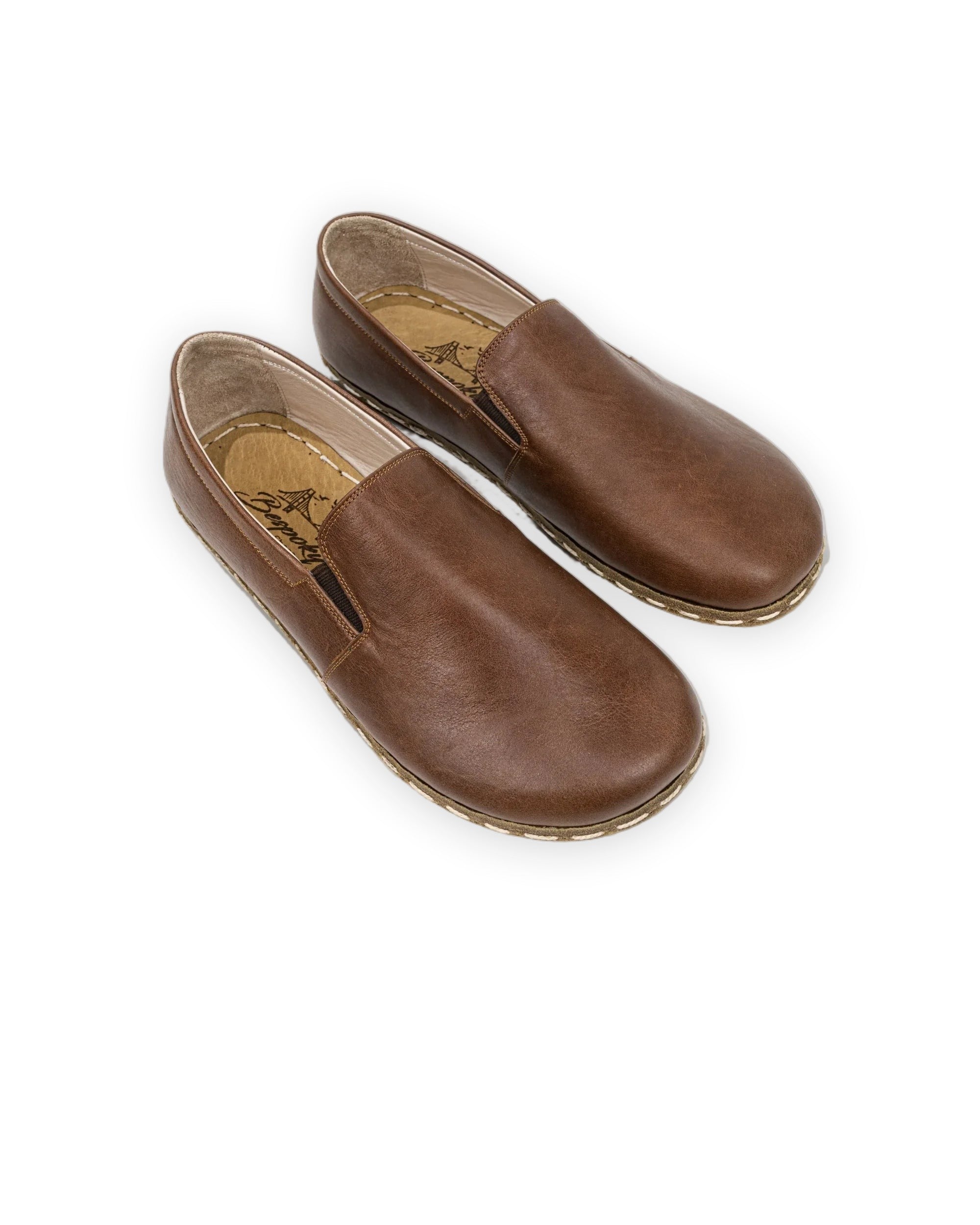 Men's Brown Barefoot Shoes - Handcrafted Calf Leather Wide Toe Box | Bespoky