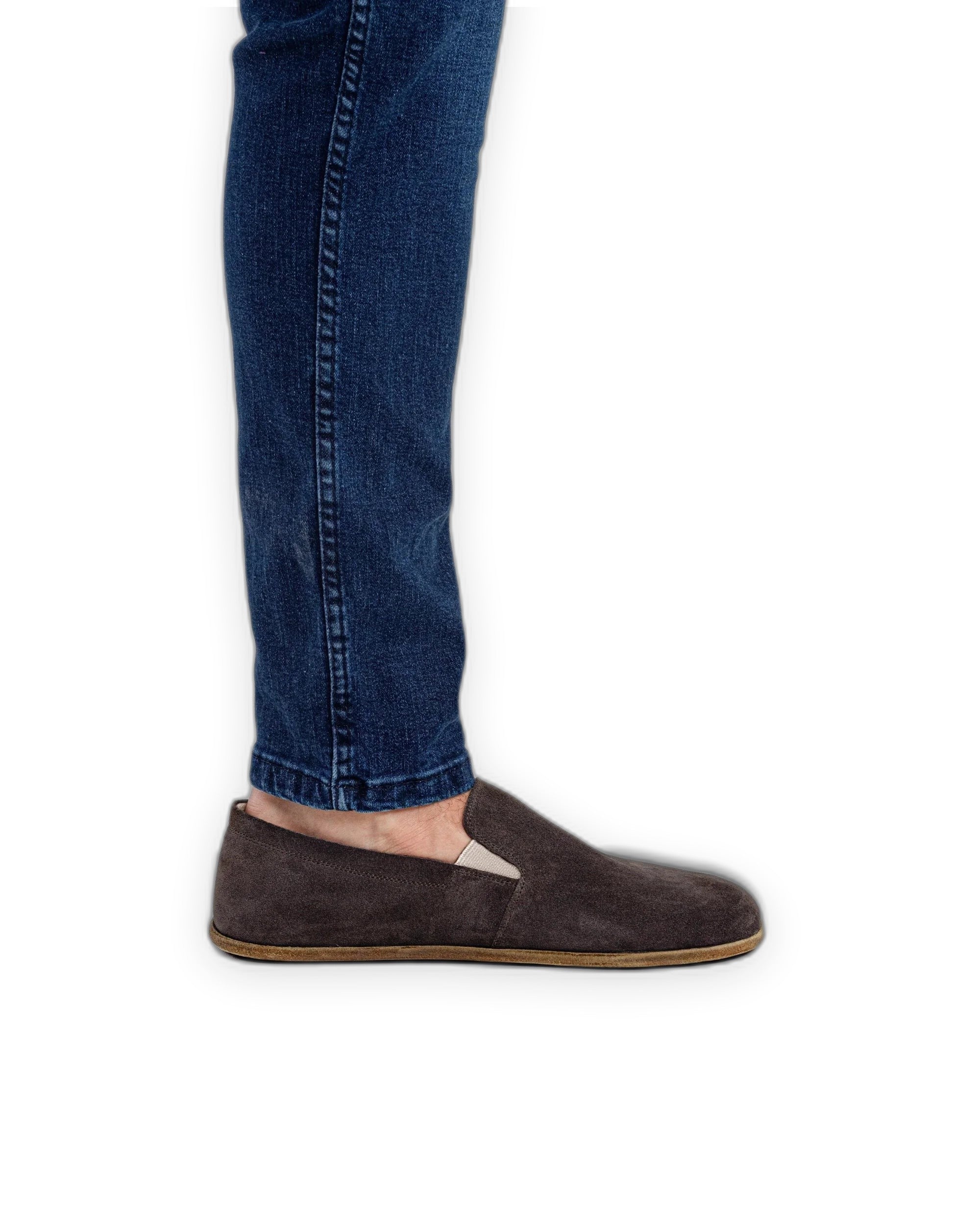 Detail Brown Suede Barefoot Shoes - Handcrafted Calf Leather Turkey | Bespoky
