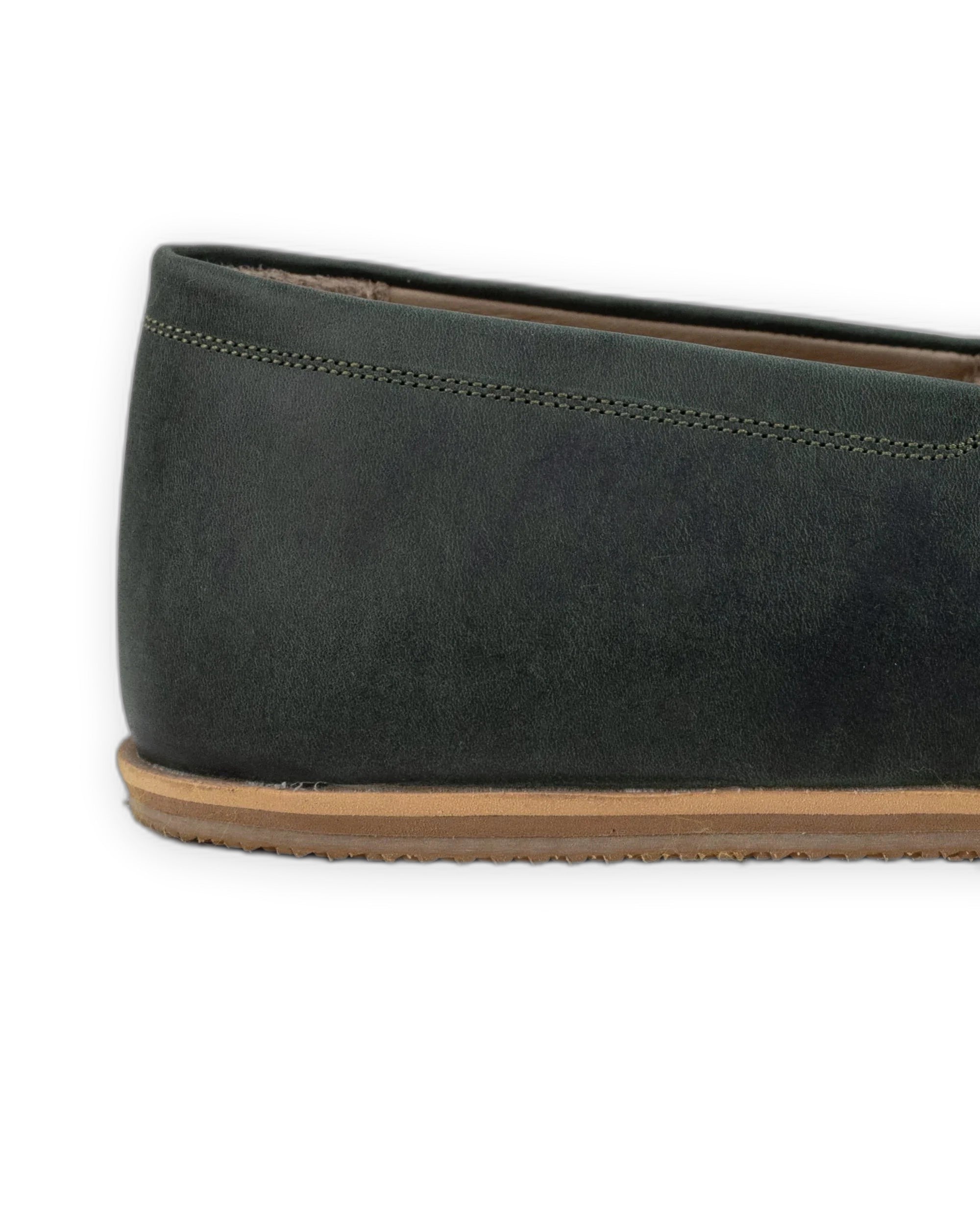 Detail Green Barefoot Shoes - Handcrafted Calf Leather Turkey | Bespoky