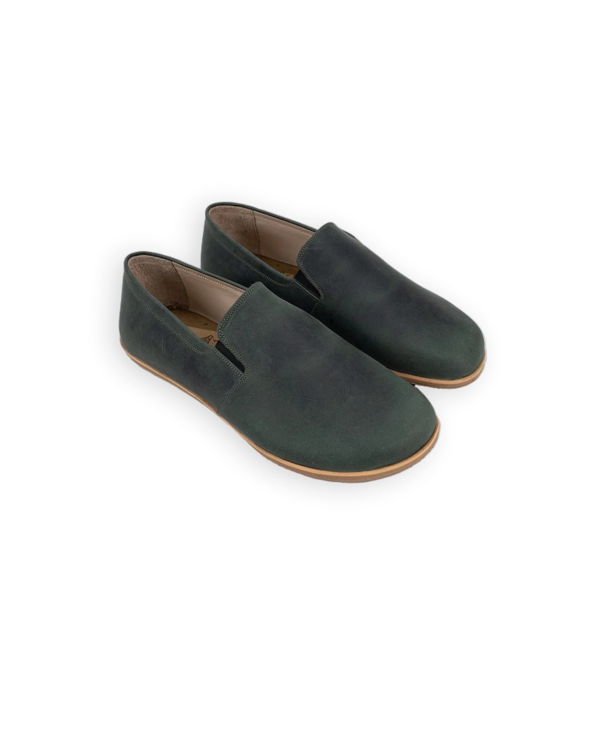 Men's Green Barefoot Shoes - Handcrafted Calf Leather Wide Toe Box | Bespoky