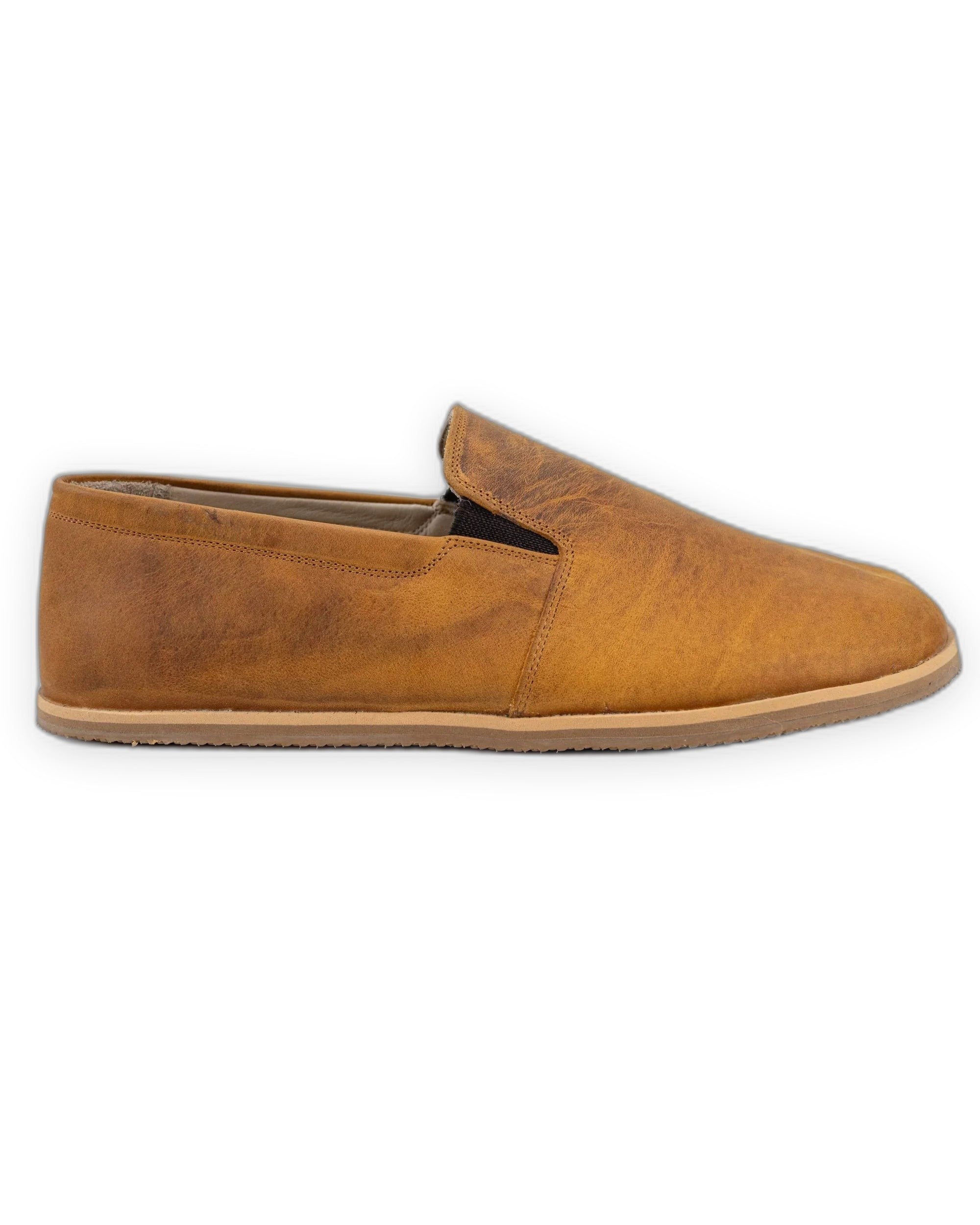 Side view Tan Barefoot Shoes - Calf Leather Zero Drop | Bespoky