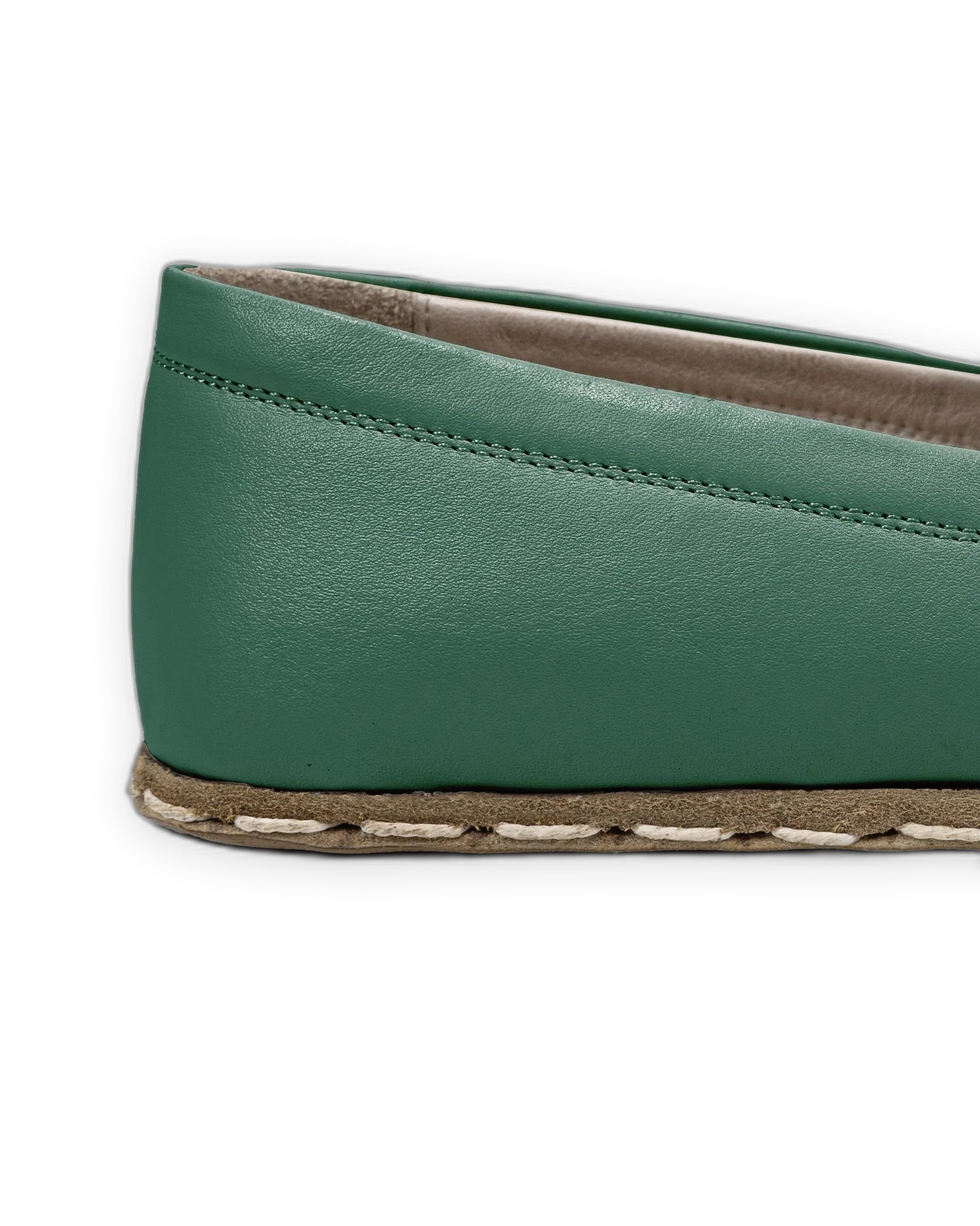 Top view Green Barefoot Shoes - Handcrafted Calf Leather | Bespoky