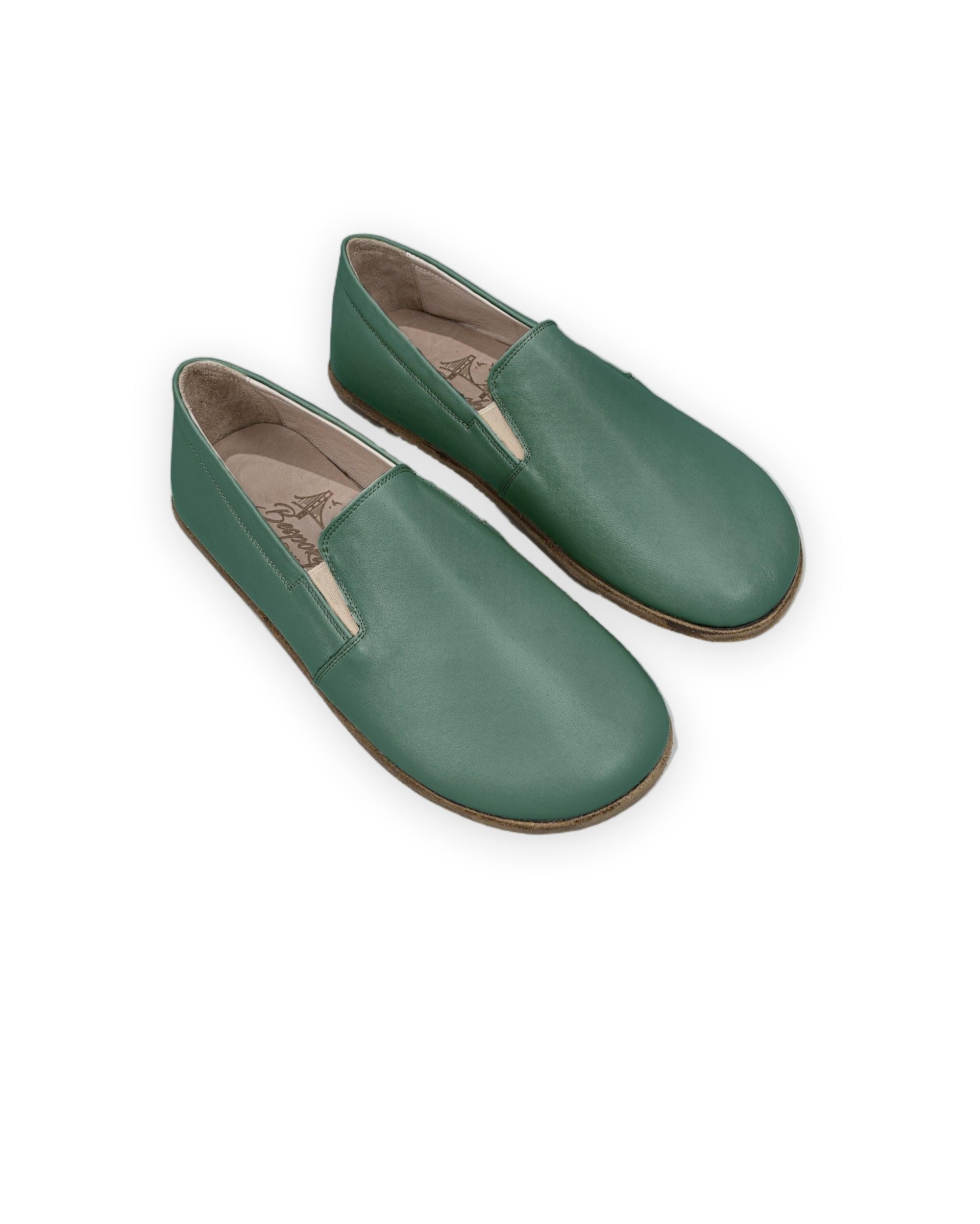Men's Green Barefoot Shoes - Handcrafted Calf Leather Wide Toe Box | Bespoky