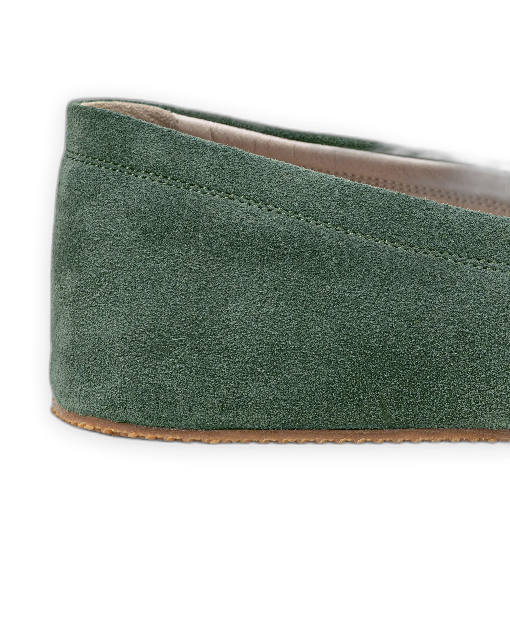 Side view Green Suede Barefoot Shoes - Calf Leather Zero Drop | Bespoky