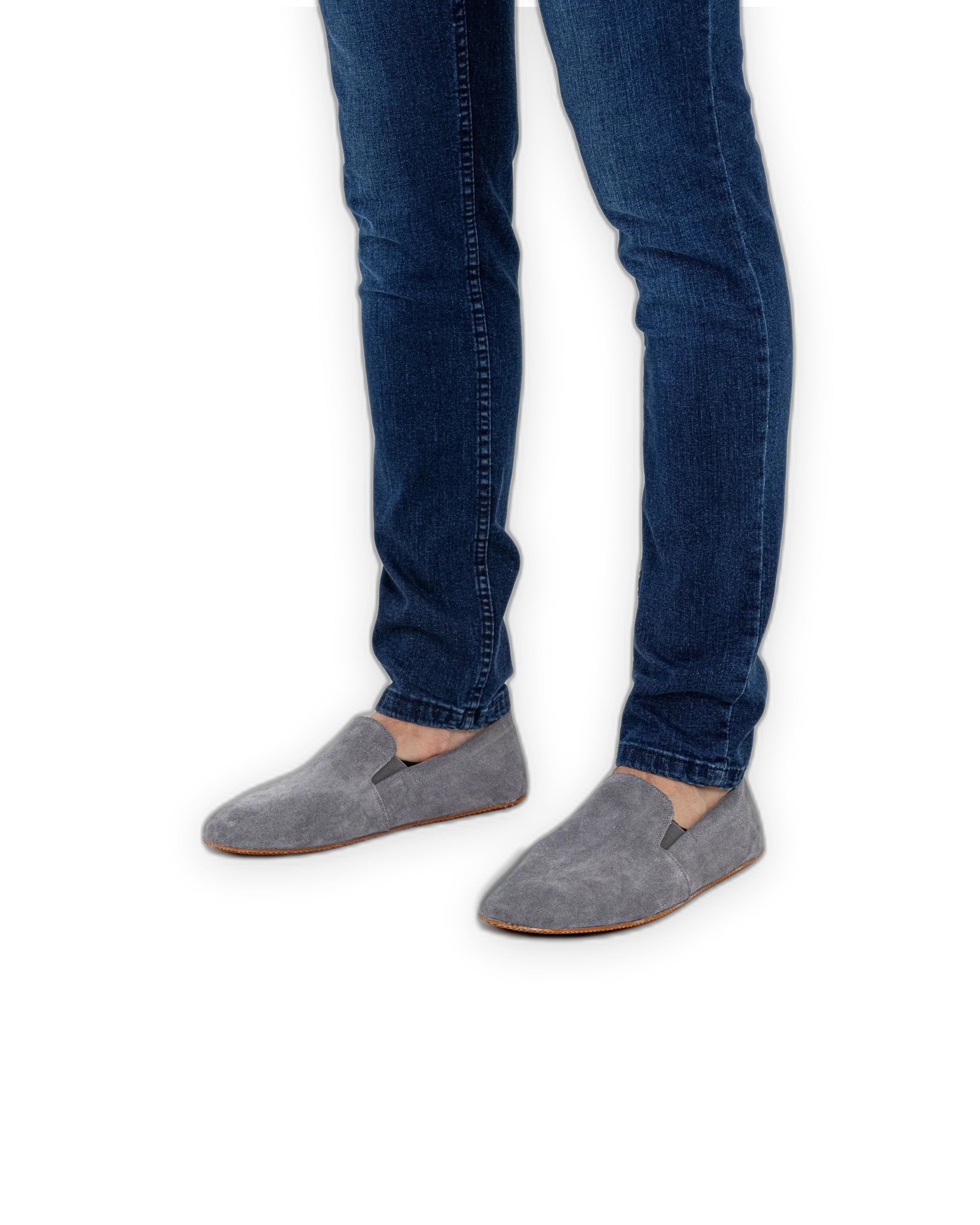 Top view Grey Suede Barefoot Shoes - Handcrafted Calf Leather | Bespoky