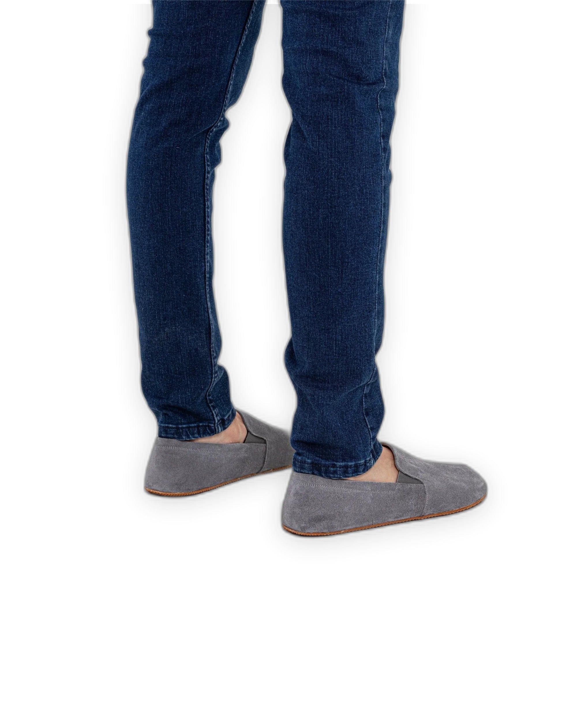 Detail Grey Suede Barefoot Shoes - Handcrafted Calf Leather Turkey | Bespoky