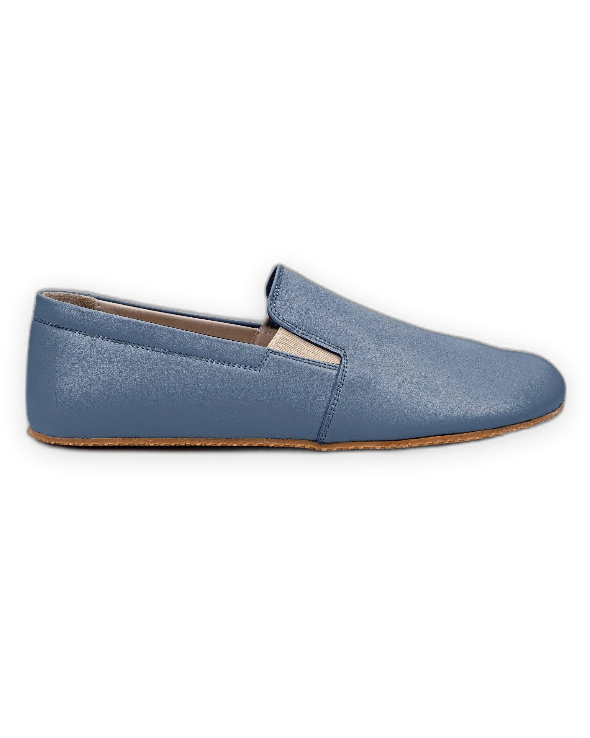 Detail Jean Blue Barefoot Shoes - Handcrafted Calf Leather Turkey | Bespoky