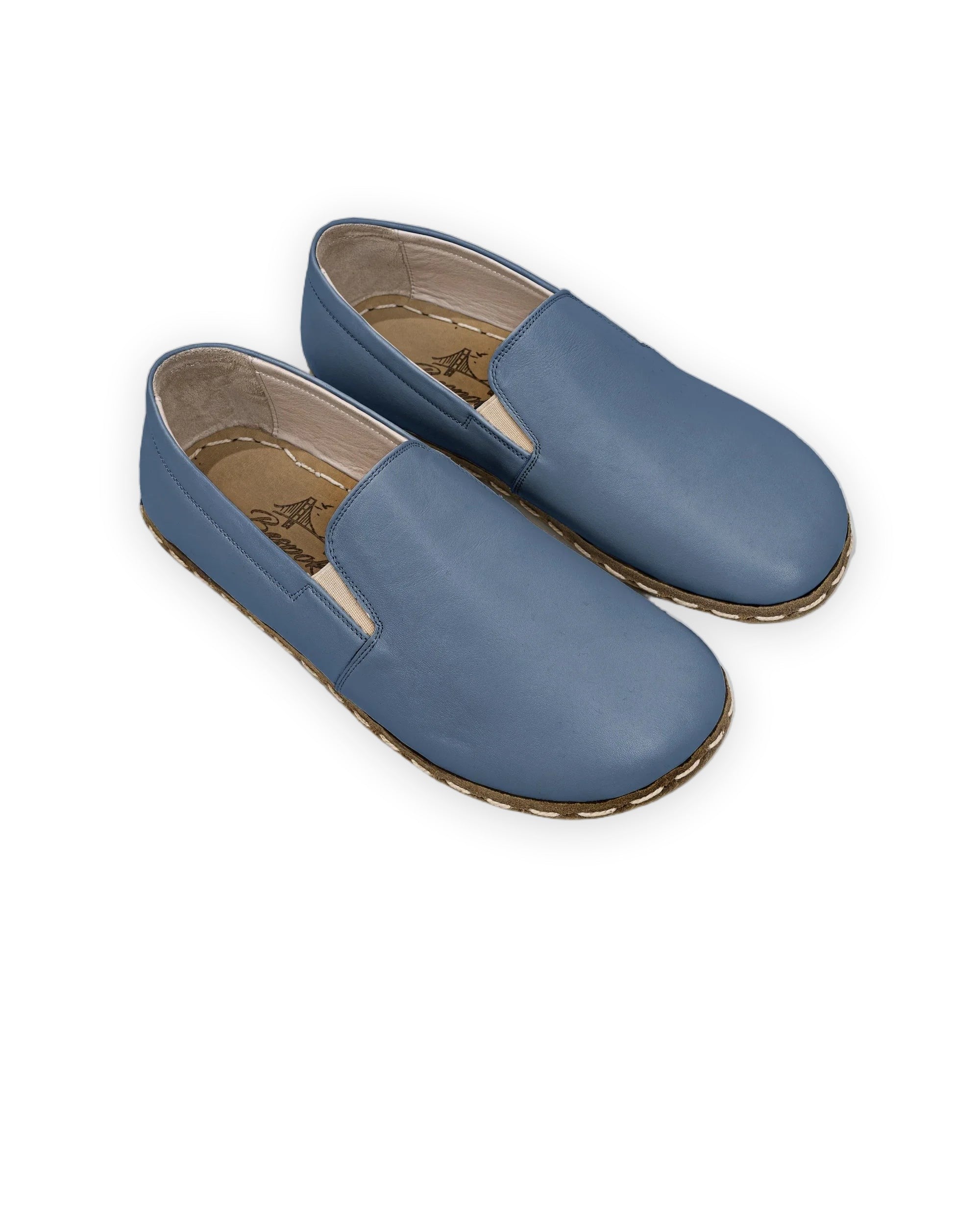 Men's Jean Blue Barefoot Shoes - Handcrafted Calf Leather Wide Toe Box | Bespoky