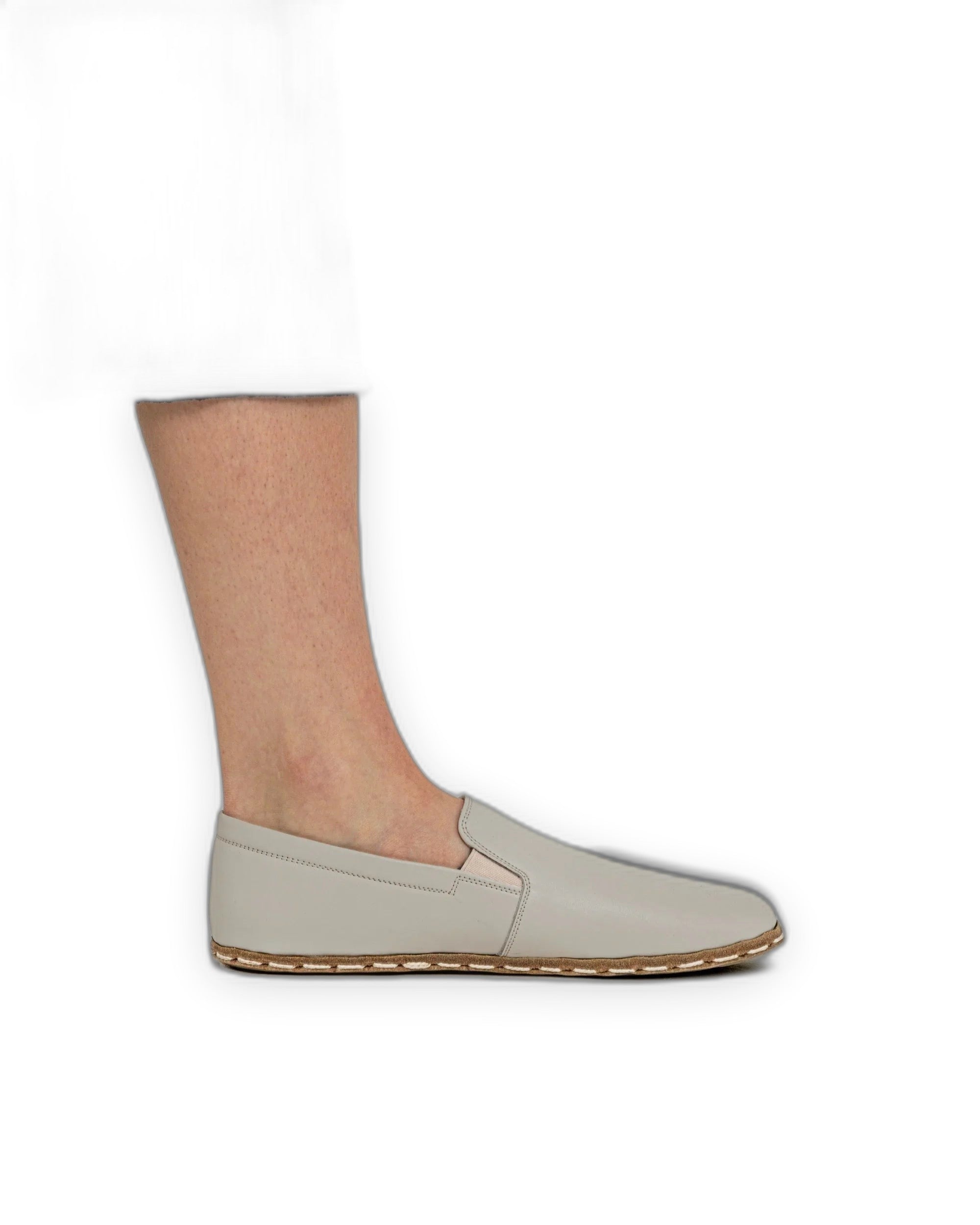 Top view Lucas Beige Barefoot Shoes - Handcrafted Calf Leather | Bespoky