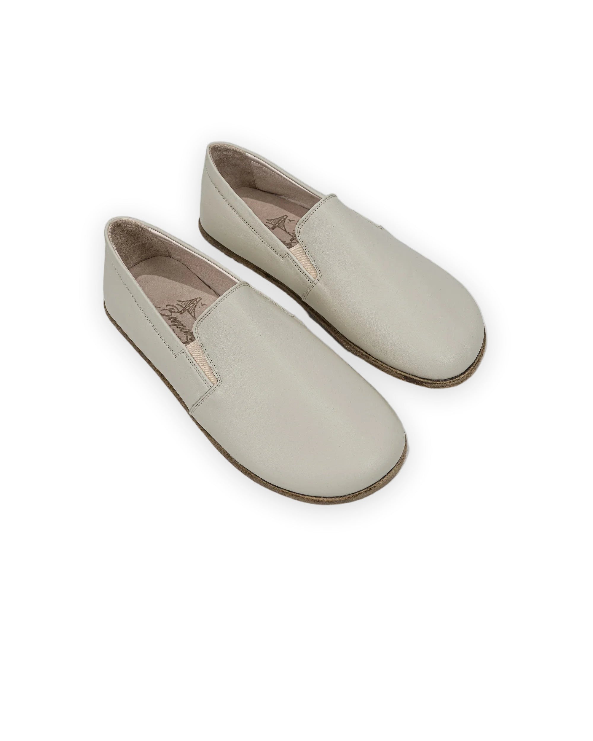 Men's Lucas Beige Barefoot Shoes - Handcrafted Calf Leather Wide Toe Box | Bespoky