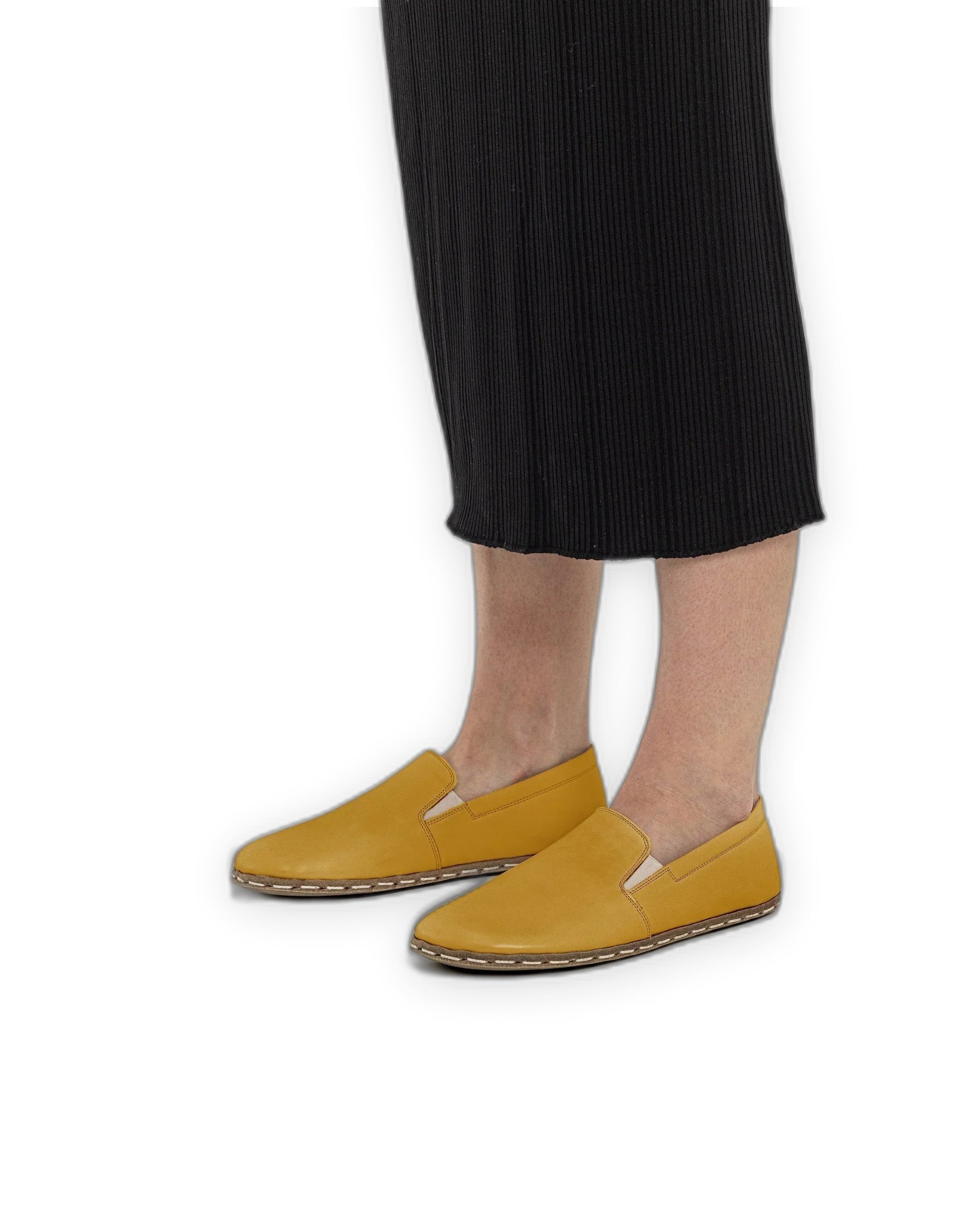 Top view Mustard Barefoot Shoes - Handcrafted Calf Leather | Bespoky