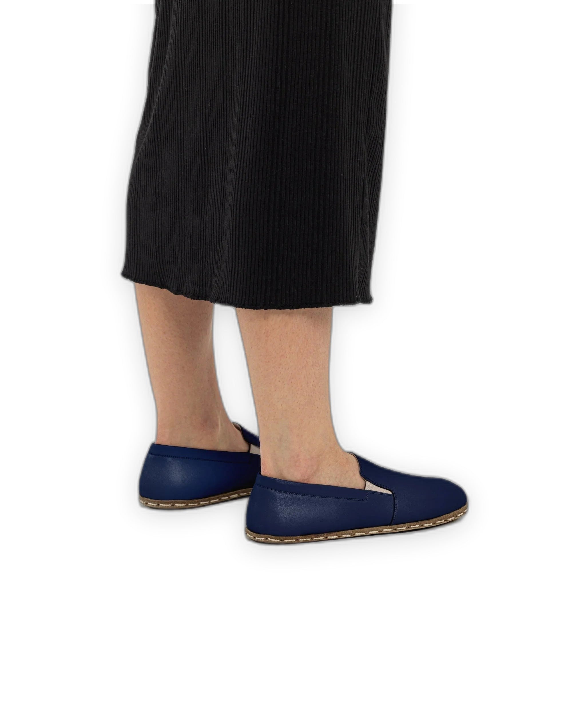 Detail Navy Blue Barefoot Shoes - Handcrafted Calf Leather Turkey | Bespoky