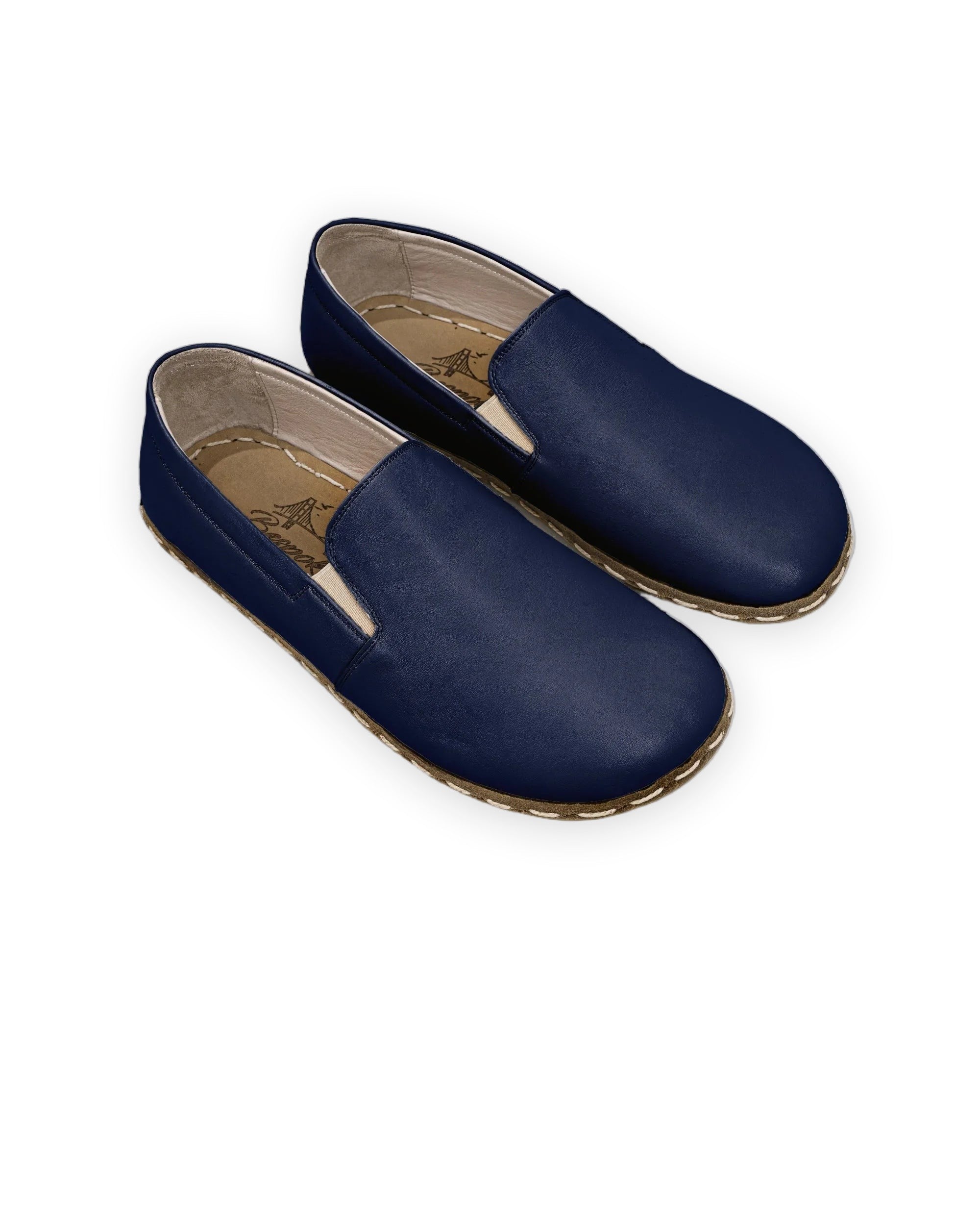 Men's Navy Blue Barefoot Shoes - Handcrafted Calf Leather Wide Toe Box | Bespoky