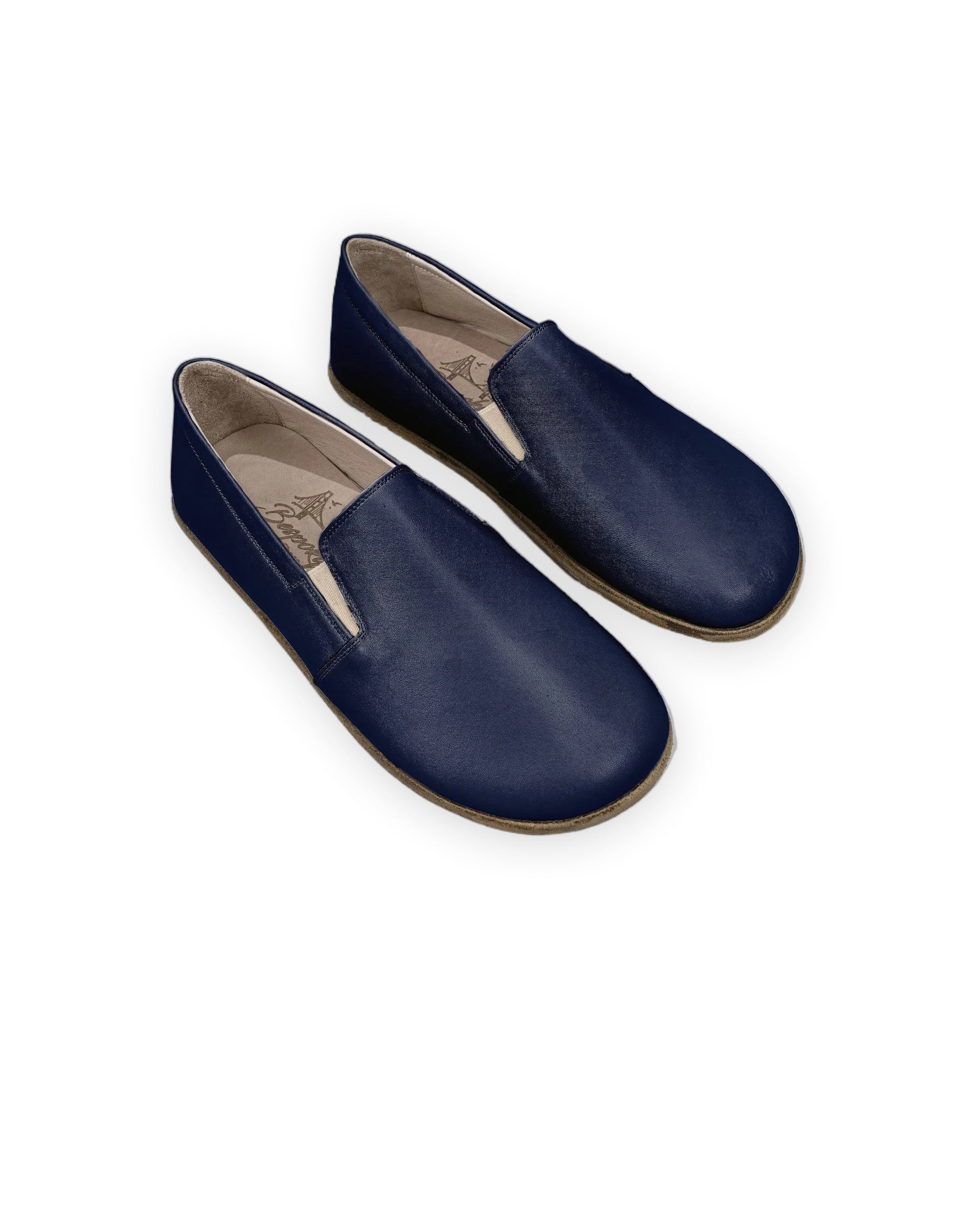 Men's Navy Blue Barefoot Shoes - Handcrafted Calf Leather Wide Toe Box | Bespoky