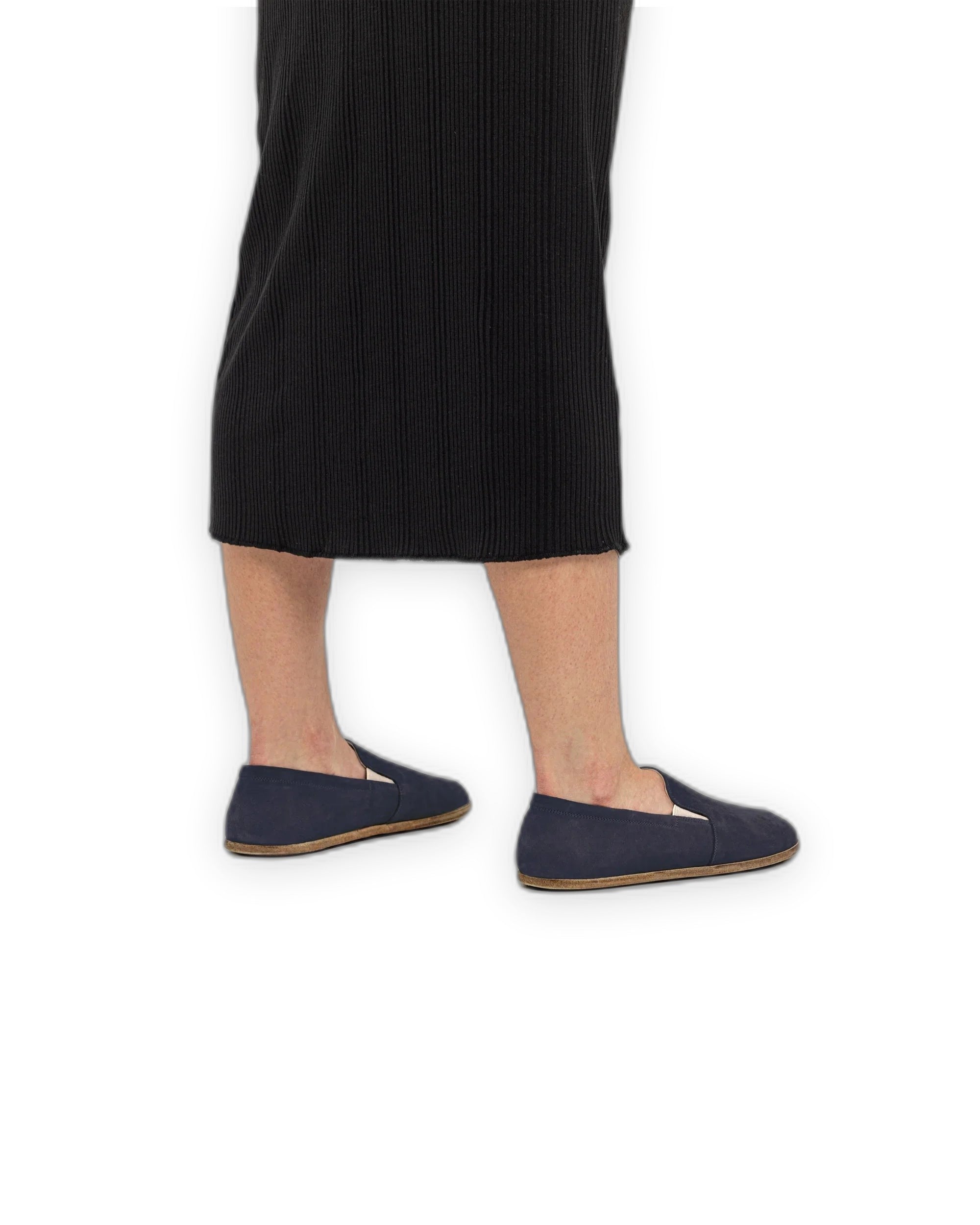 Detail Navy Nubuck Barefoot Shoes - Handcrafted Calf Leather Turkey | Bespoky