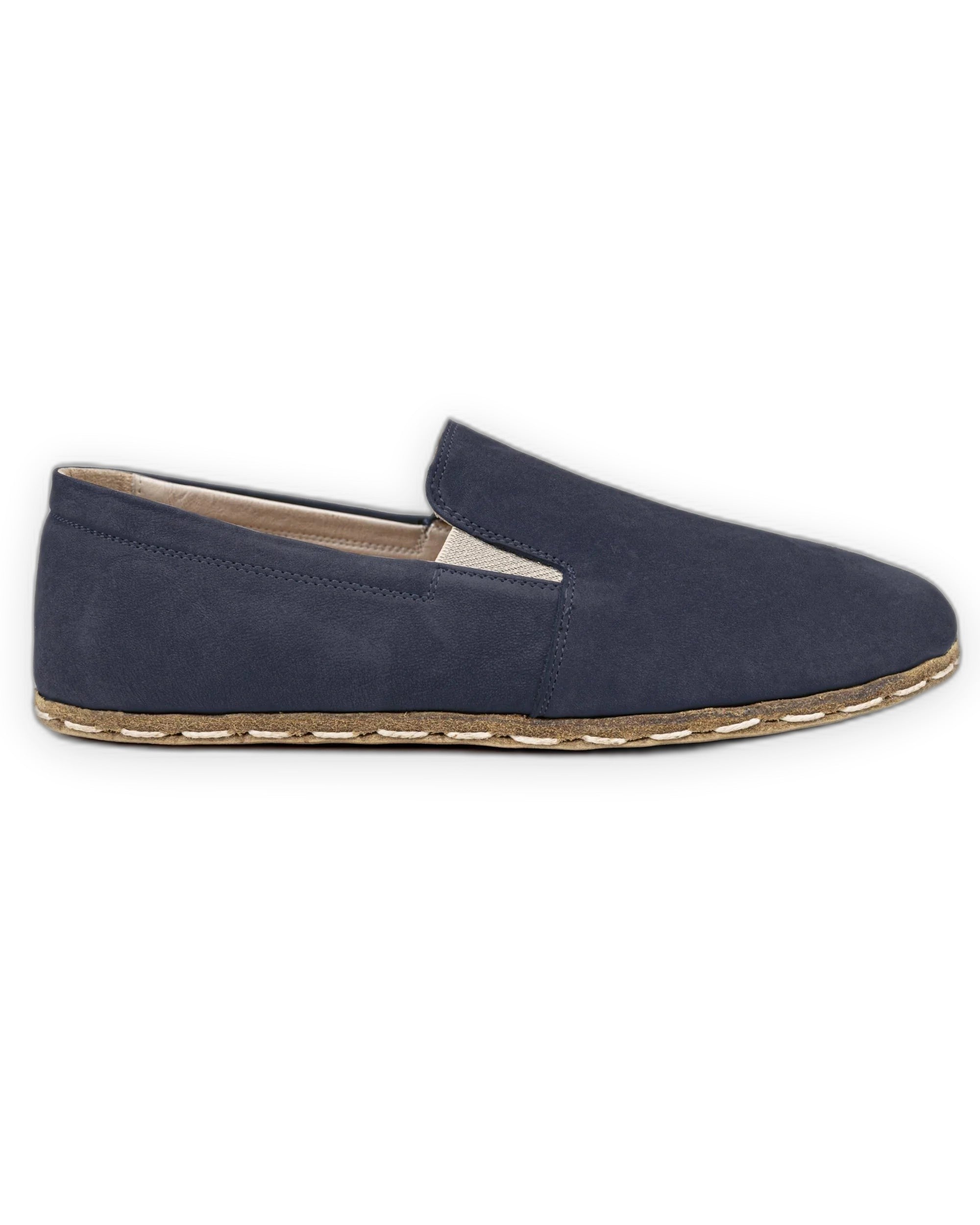 Side view Navy Nubuck Barefoot Shoes - Calf Leather Zero Drop | Bespoky