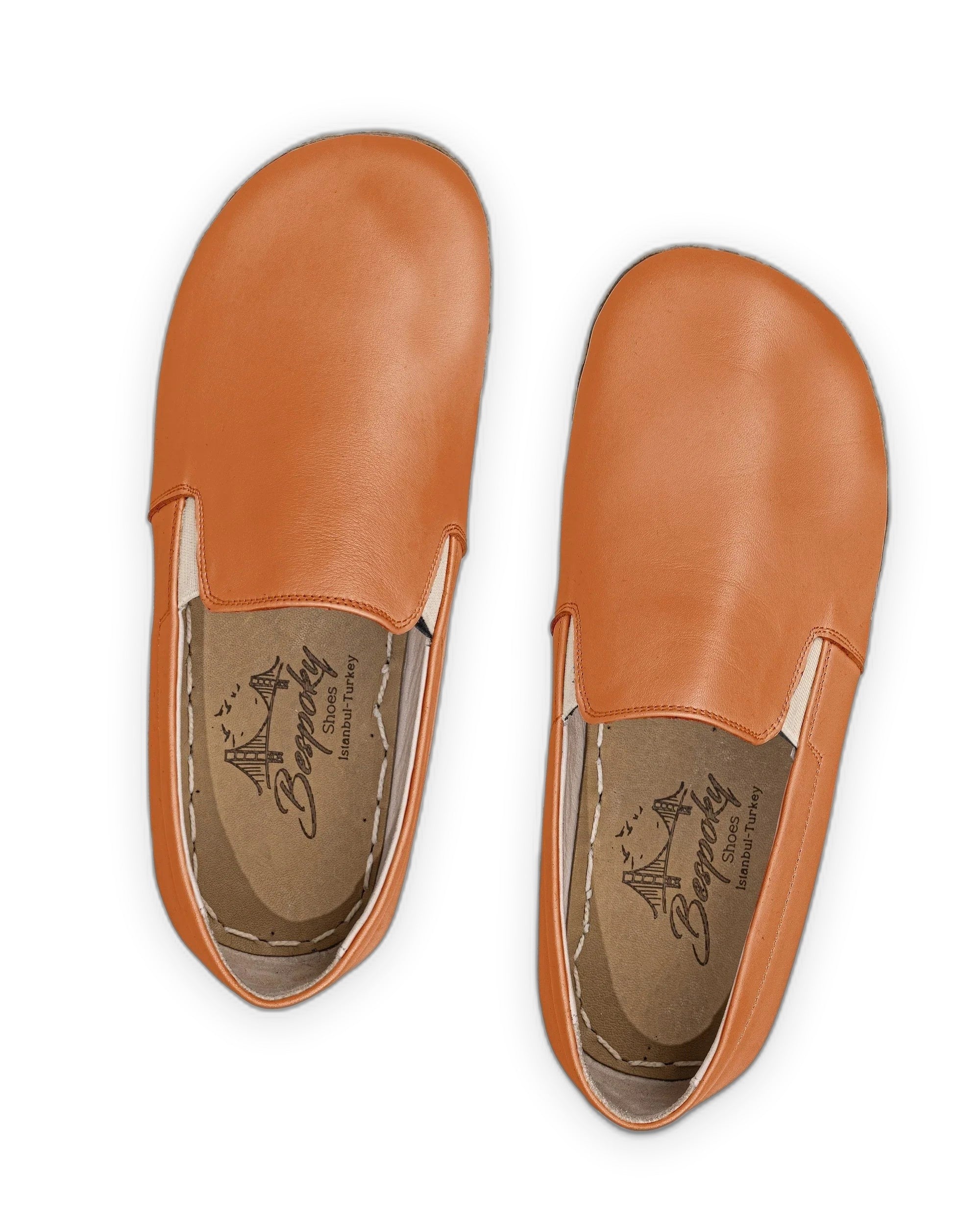 Side view Orange Barefoot Shoes - Calf Leather Zero Drop | Bespoky
