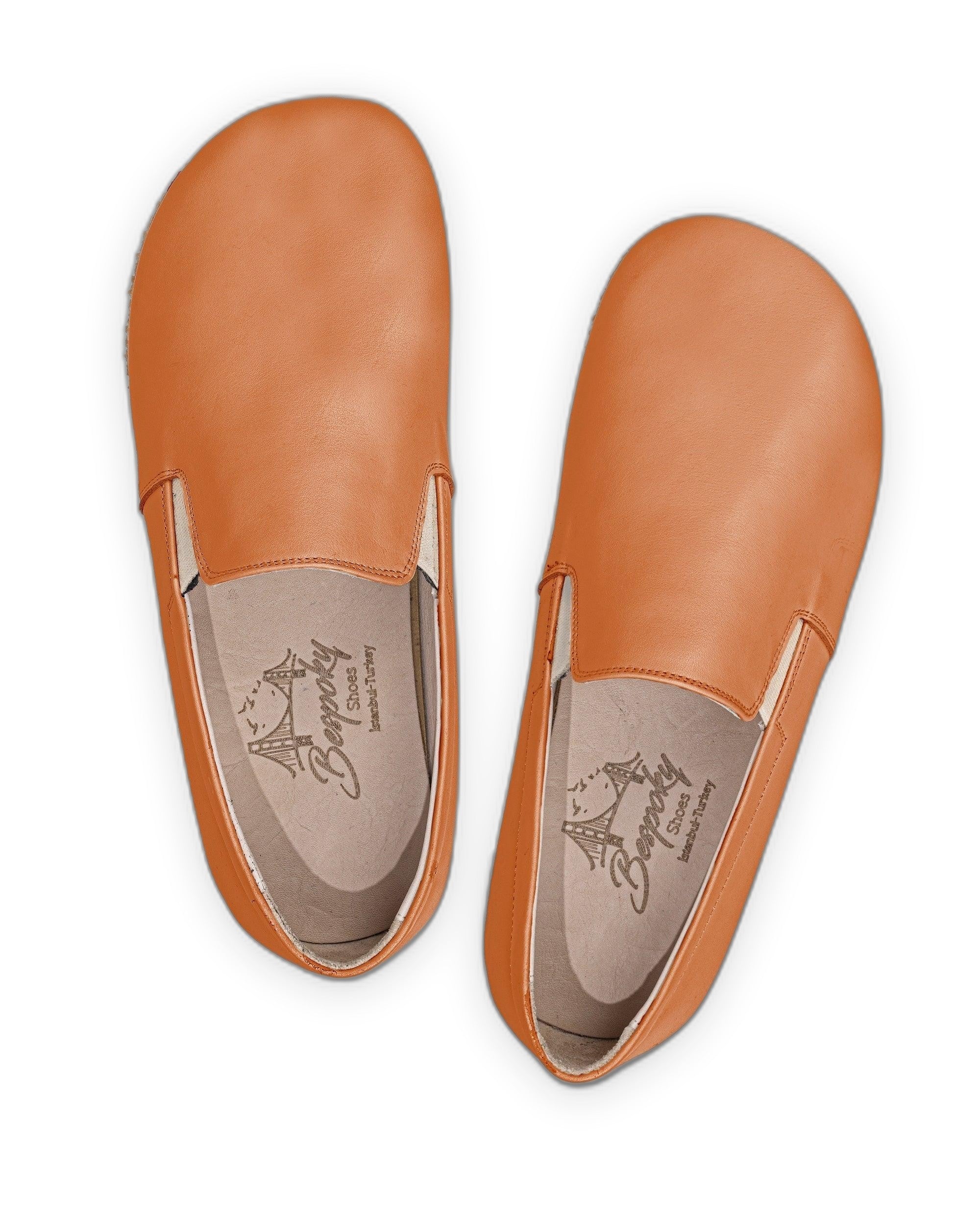 Side view Orange Barefoot Shoes - Calf Leather Zero Drop | Bespoky