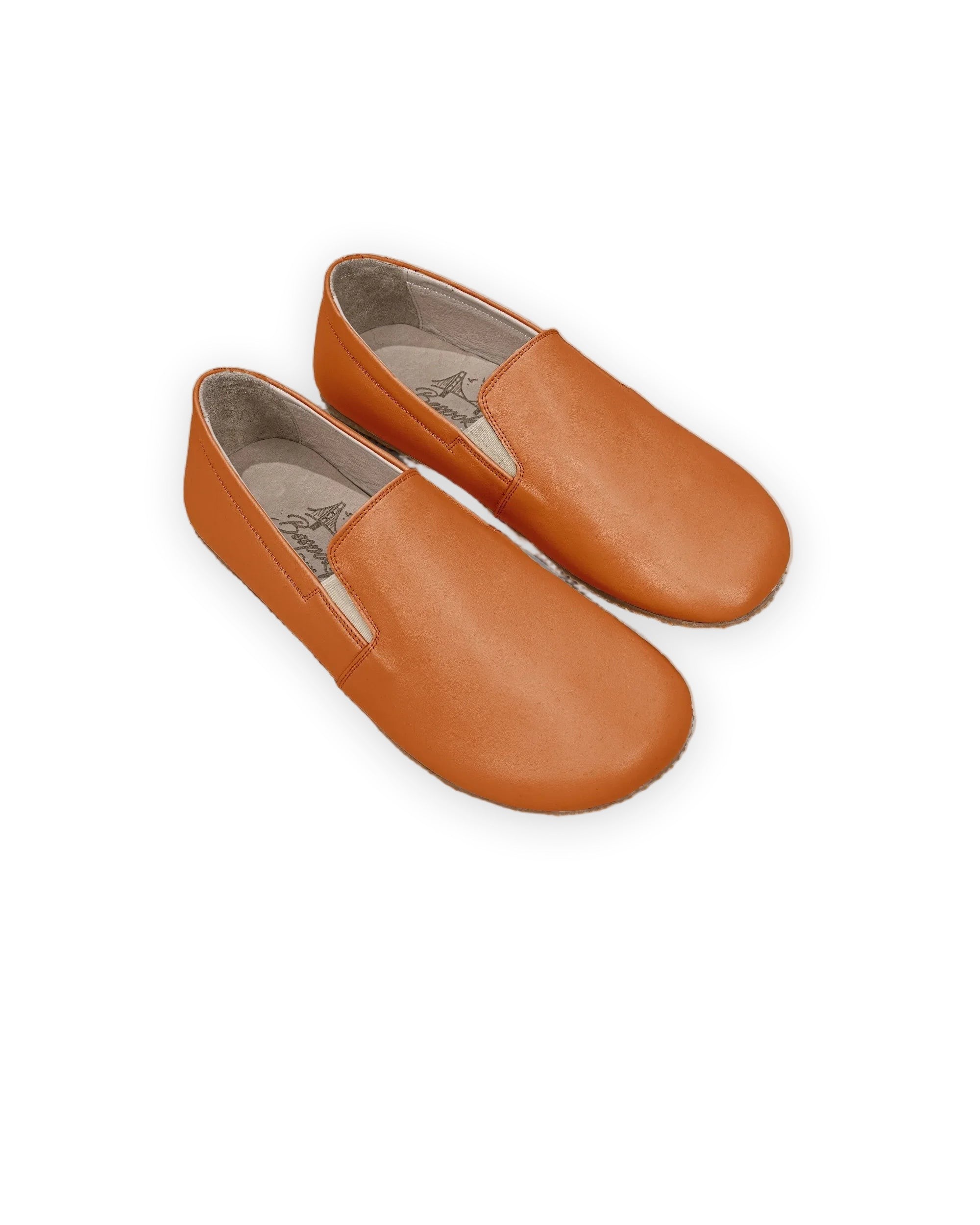 Men's Orange Barefoot Shoes - Handcrafted Calf Leather Wide Toe Box | Bespoky
