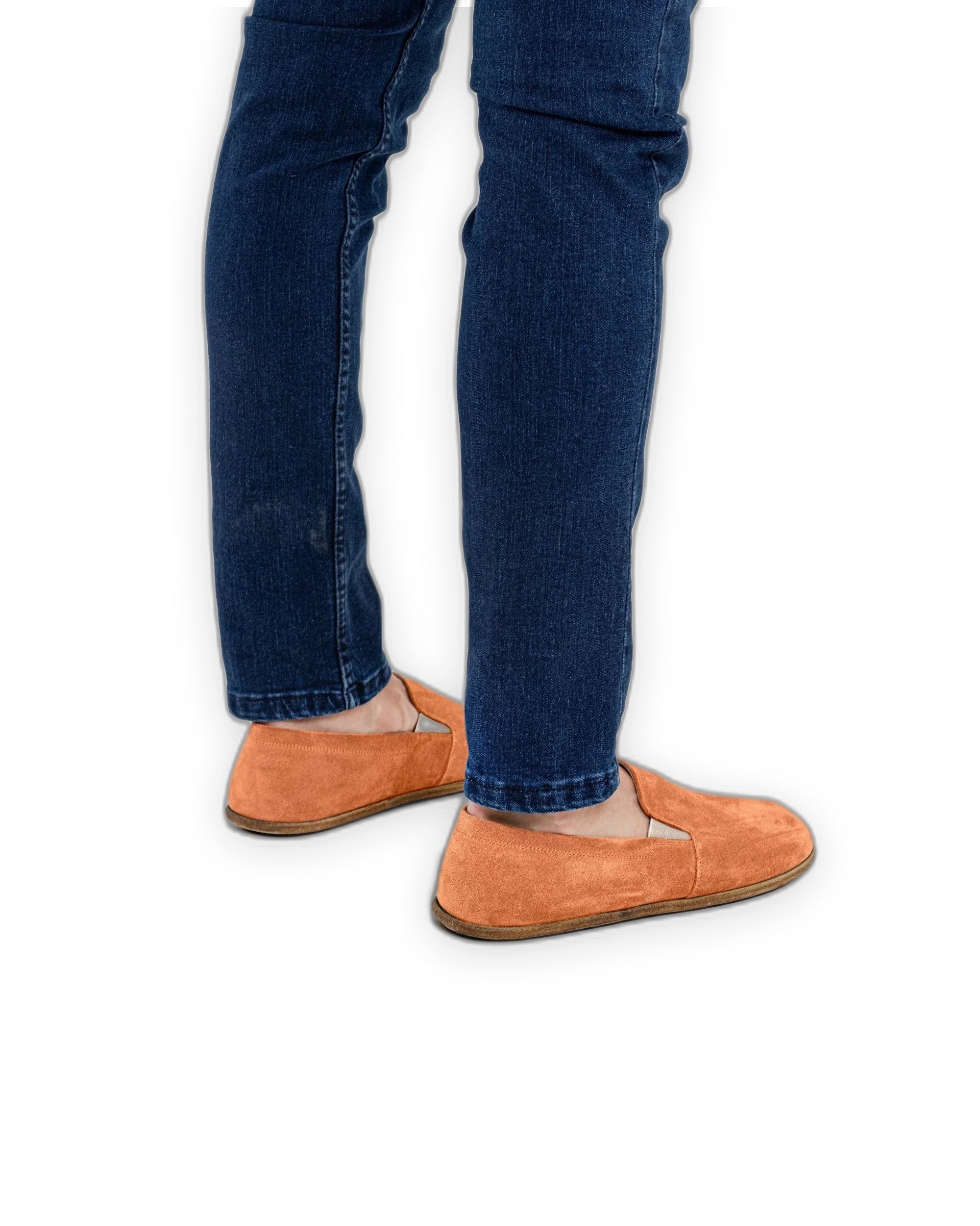 Top view Orange Suede Barefoot Shoes - Handcrafted Calf Leather | Bespoky