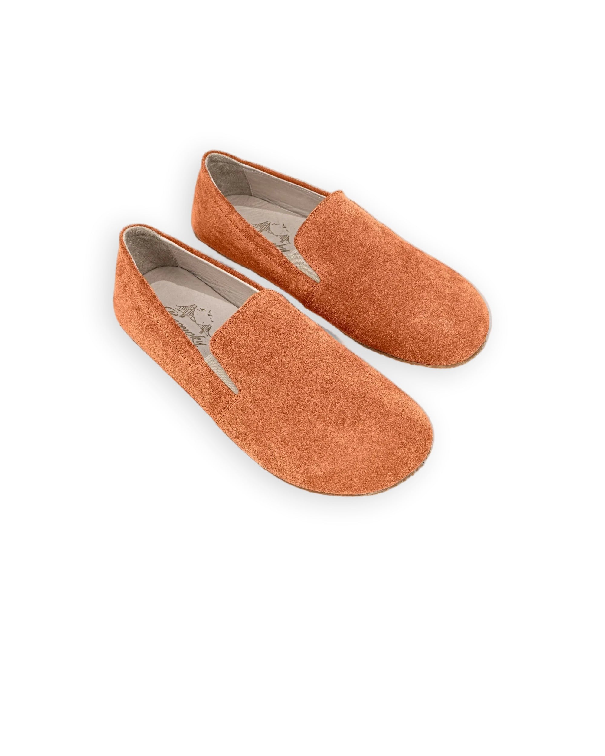 Men's Orange Suede Barefoot Shoes - Handcrafted Calf Leather Wide Toe Box | Bespoky