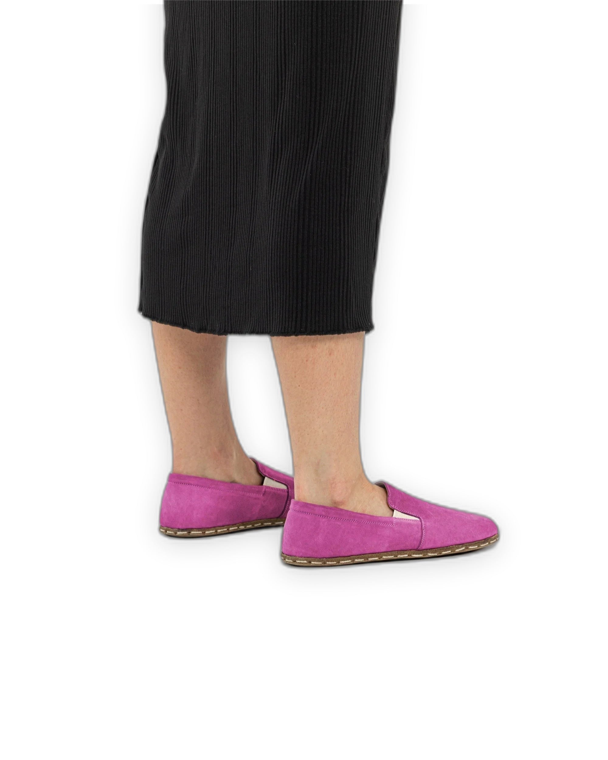 Detail Pink Nubuck Barefoot Shoes - Handcrafted Calf Leather Turkey | Bespoky