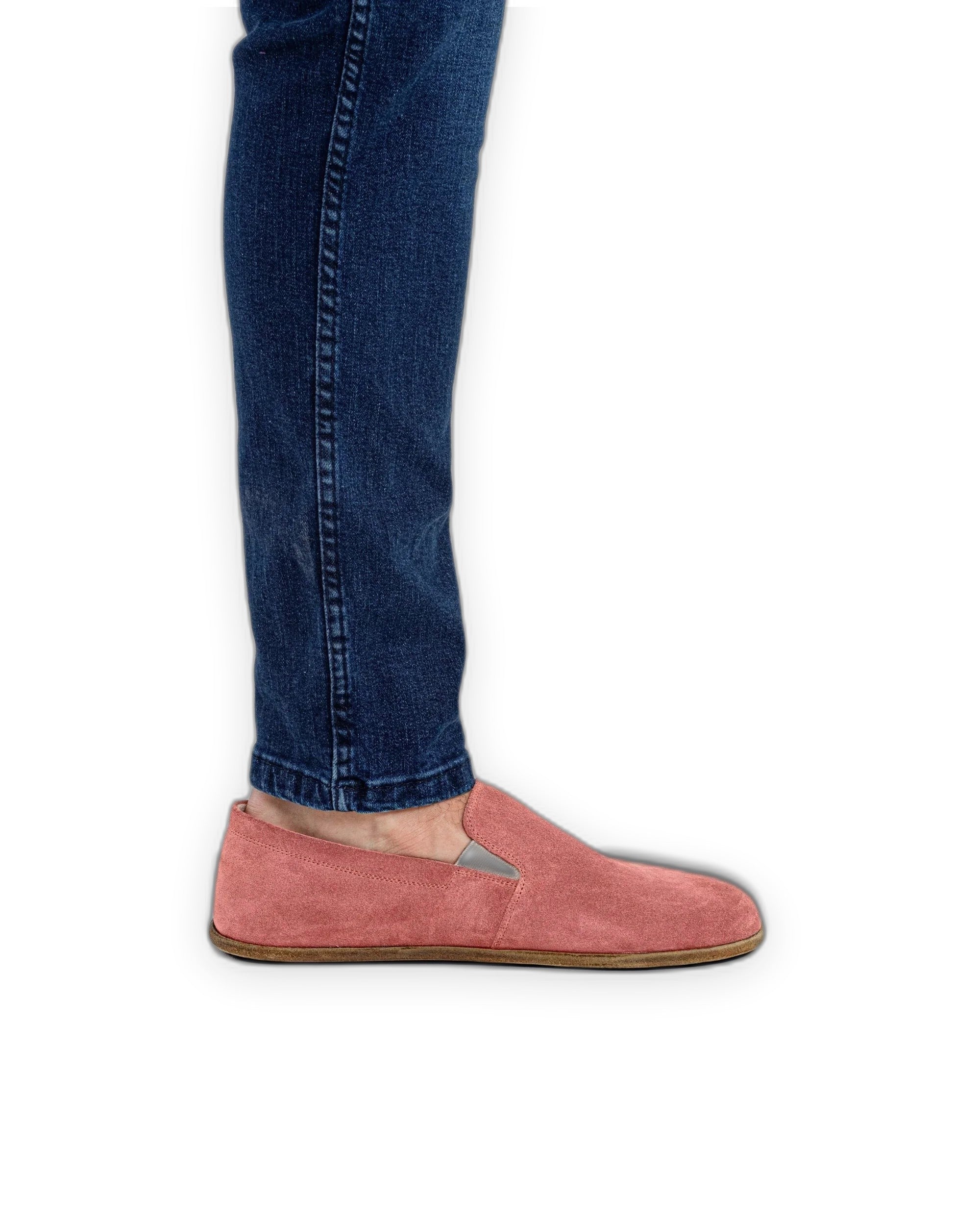 Detail Pink Suede Barefoot Shoes - Handcrafted Calf Leather Turkey | Bespoky