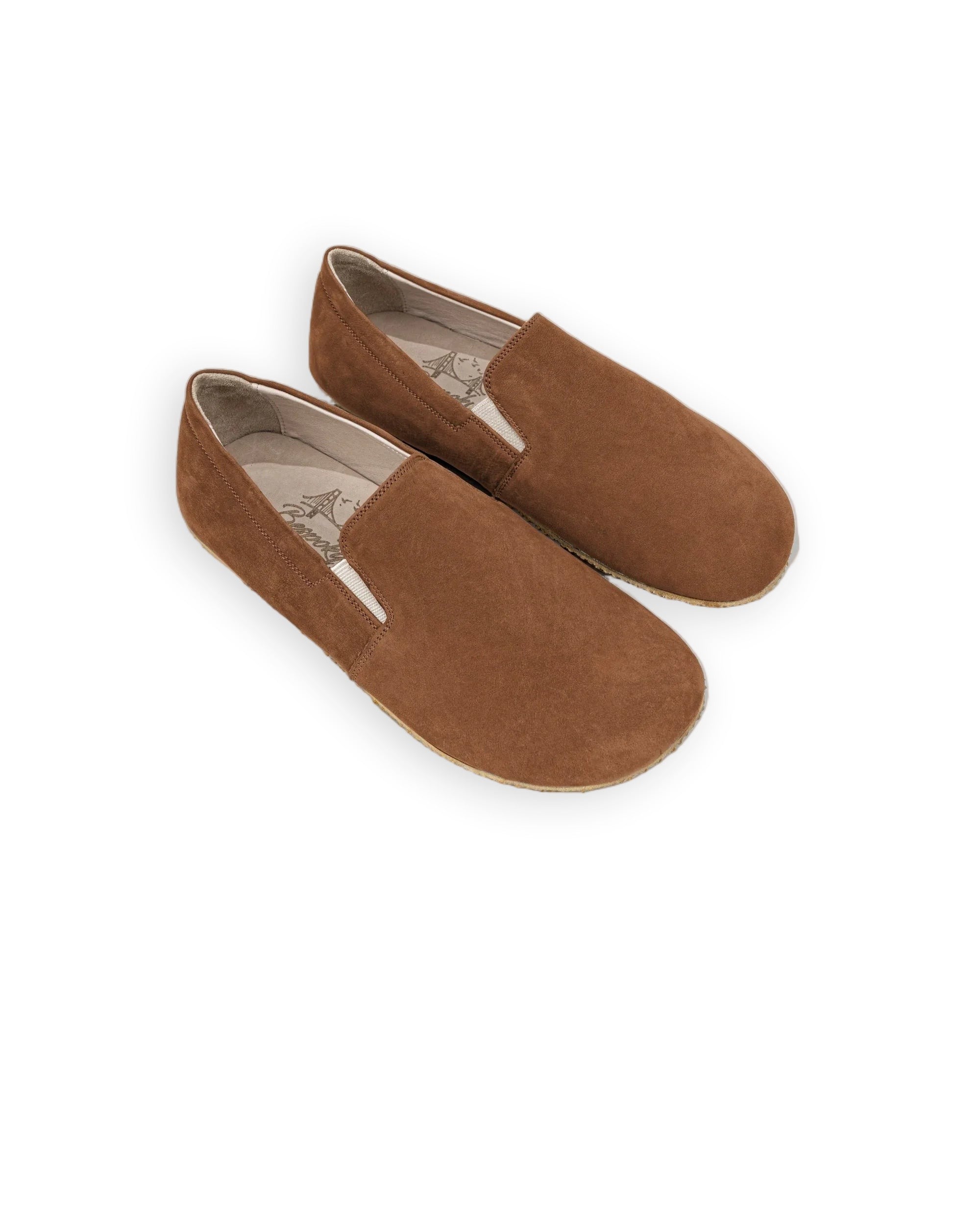 Men's Tan Nubuck Barefoot Shoes - Handcrafted Calf Leather Wide Toe Box | Bespoky