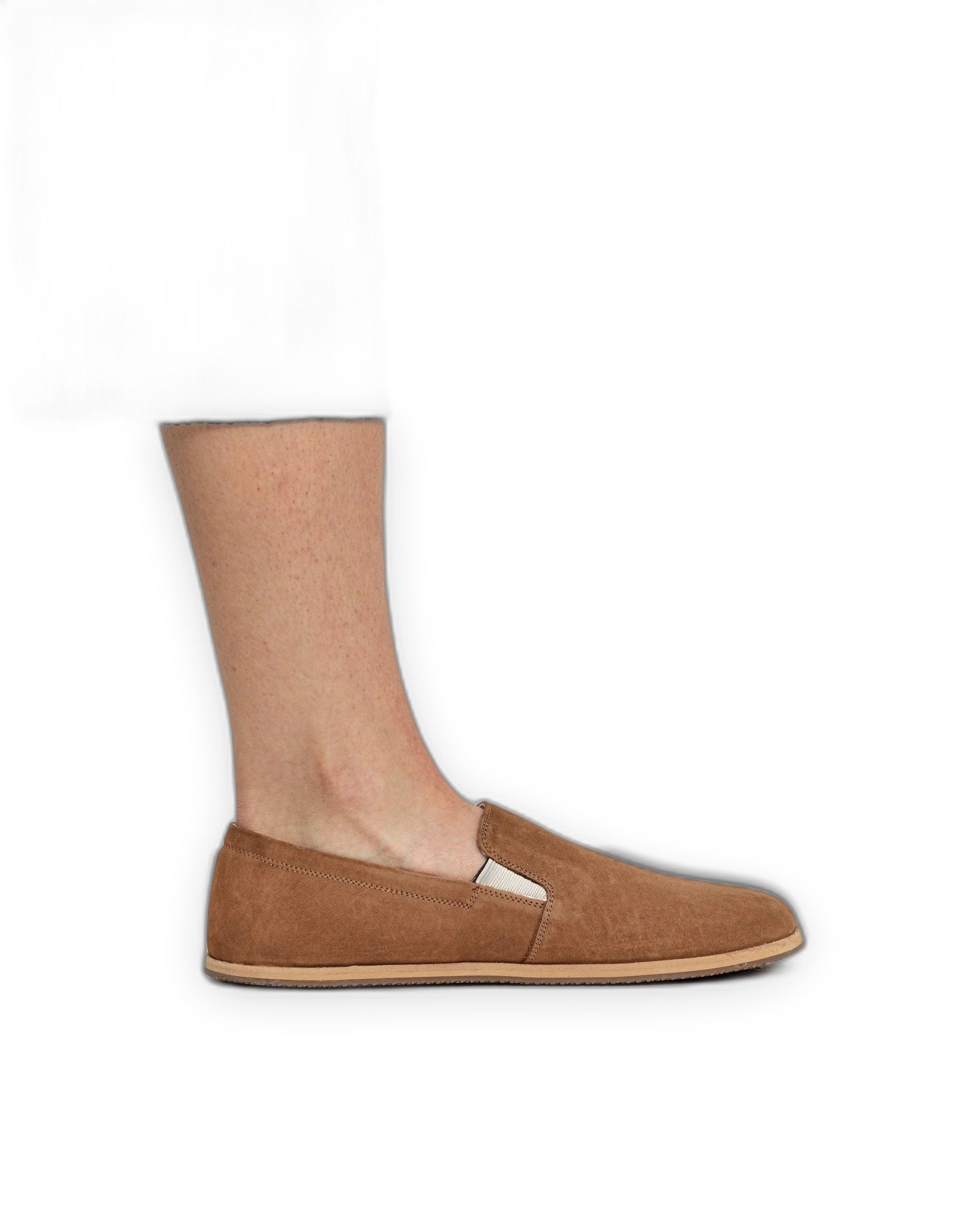 Back view Tan Nubuck Barefoot Shoes - Calf Leather Handcrafted | Bespoky