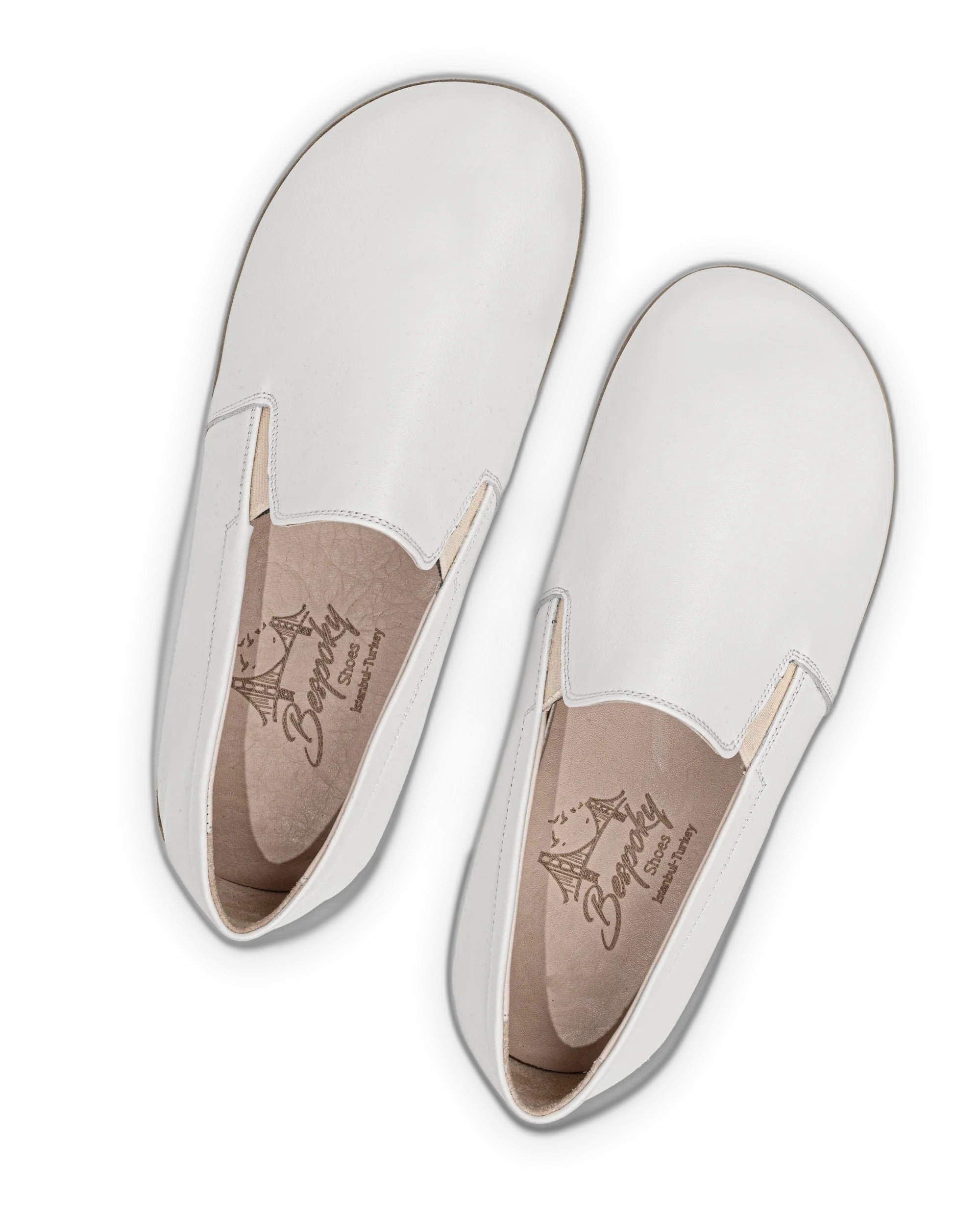 Top view White Barefoot Shoes - Handcrafted Calf Leather | Bespoky